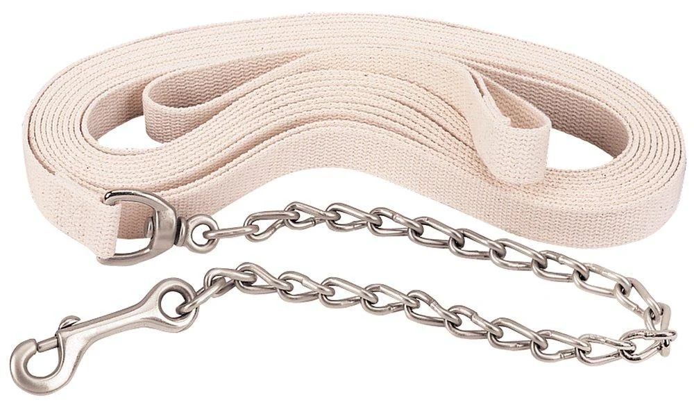 Weaver Leather Flat Cotton Lunge Line with Chain , White , 1-Inch x 27-Feet