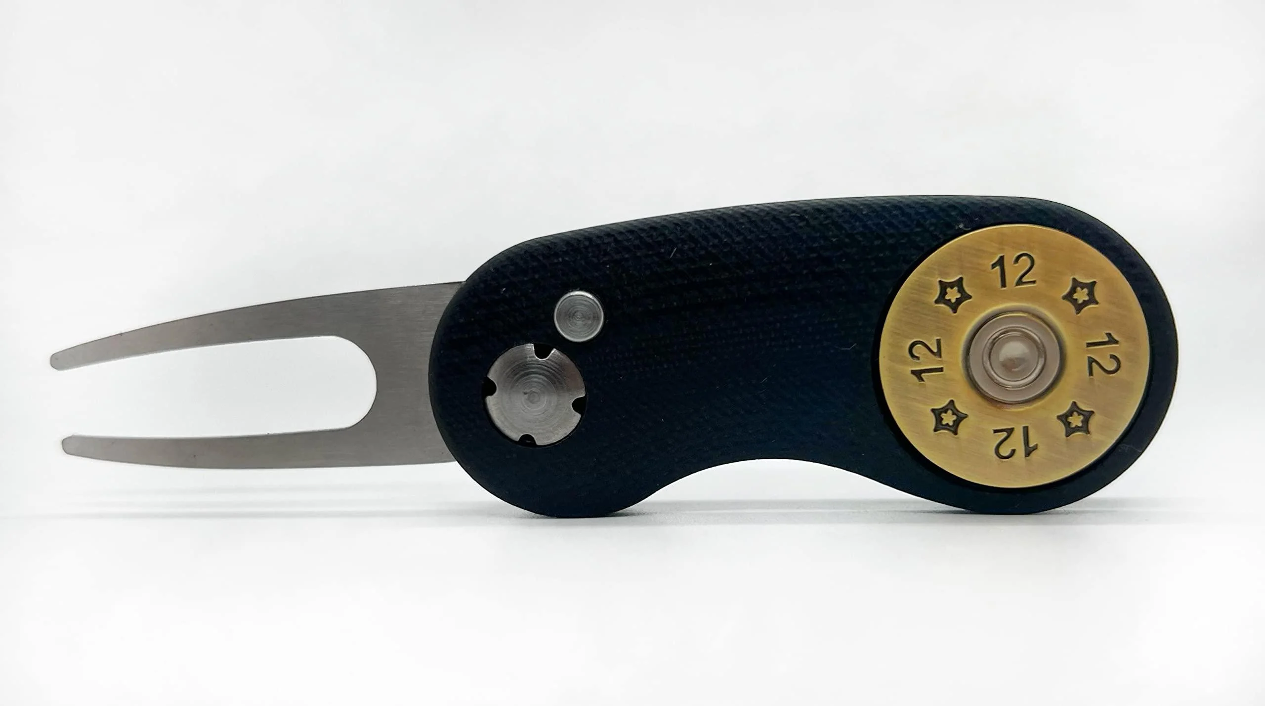 Full Metal Markers Golf Divot Repair Tool with Unique Magnetic Golf Ball Marker Black + 12G