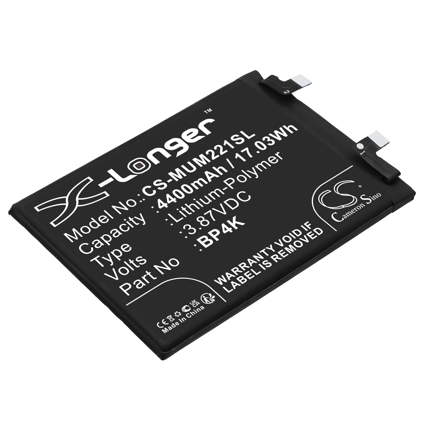 Replacement Battery for 22101320C 12 Pro BP4K Battery (4400mAh/3.87V) - Qigenia