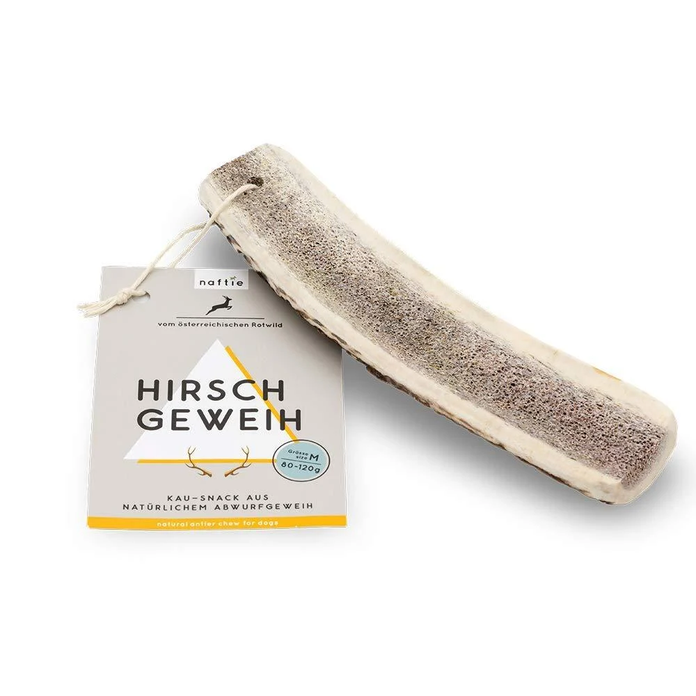 Naftie Hirschweih Half antler piece - chewed chewing bones - m for medium -sized dogs - red -hirsch dropping rod - low -oath & durable m - halved