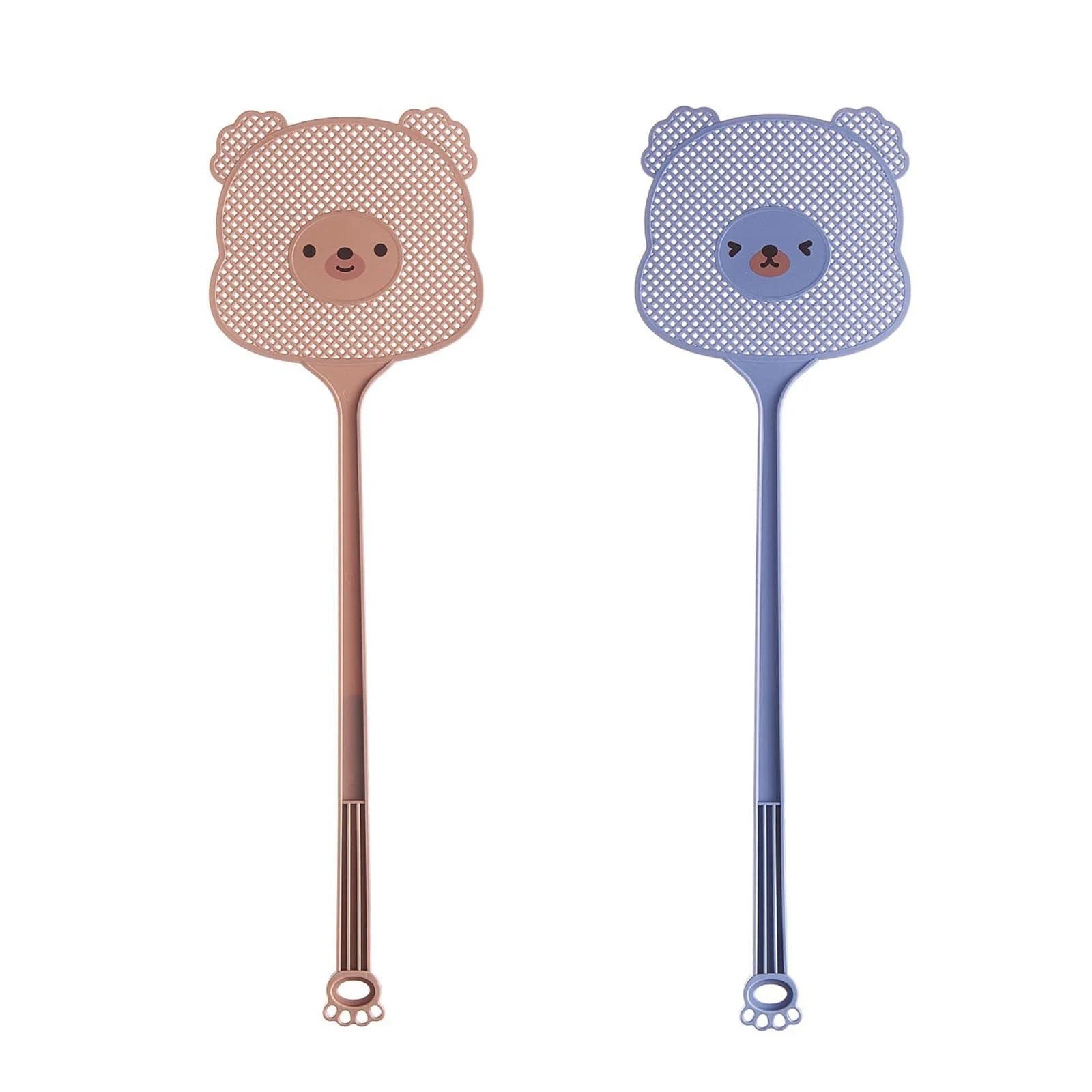 BAMFY Fly Swatter Manual 2 Pcs Durable Plastic Fly Swat Set with Long Handle Fly Swatters for Kitchen Home Indoor Outdoor