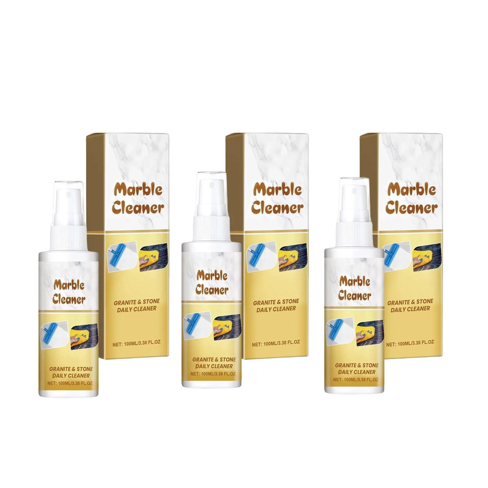 3Pcs Multiple Surfaces Marble Stain Remover 100ml Gentle On Stone Powerful On Dirt - Qsvbeeqj