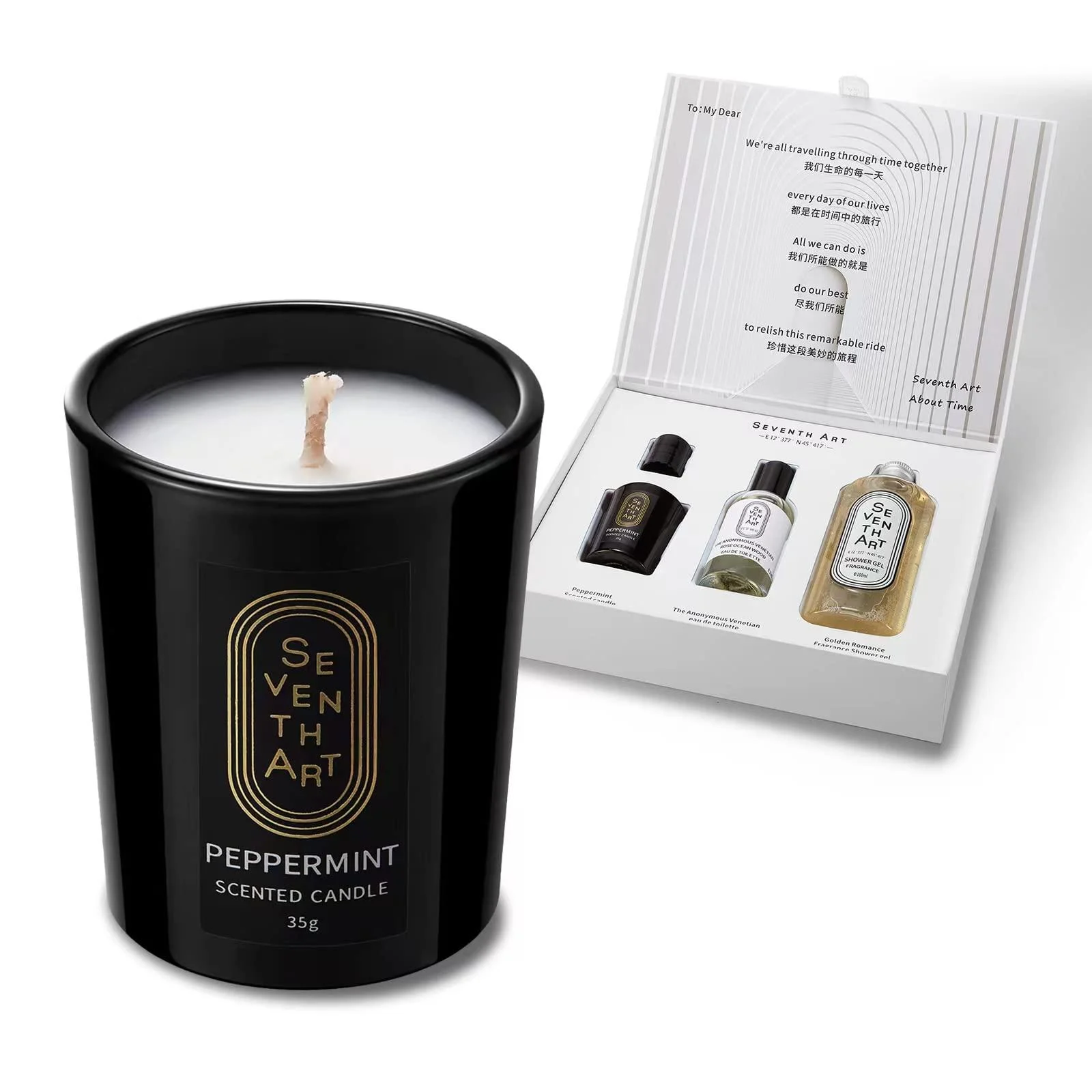 Natural Scented Candle Citrus & Mint Soy Household Candles 1.2 Oz 9 Hour Burn Time Candle Aromatic Remove Odor Women's Small Gift White - OUGHTOSIS