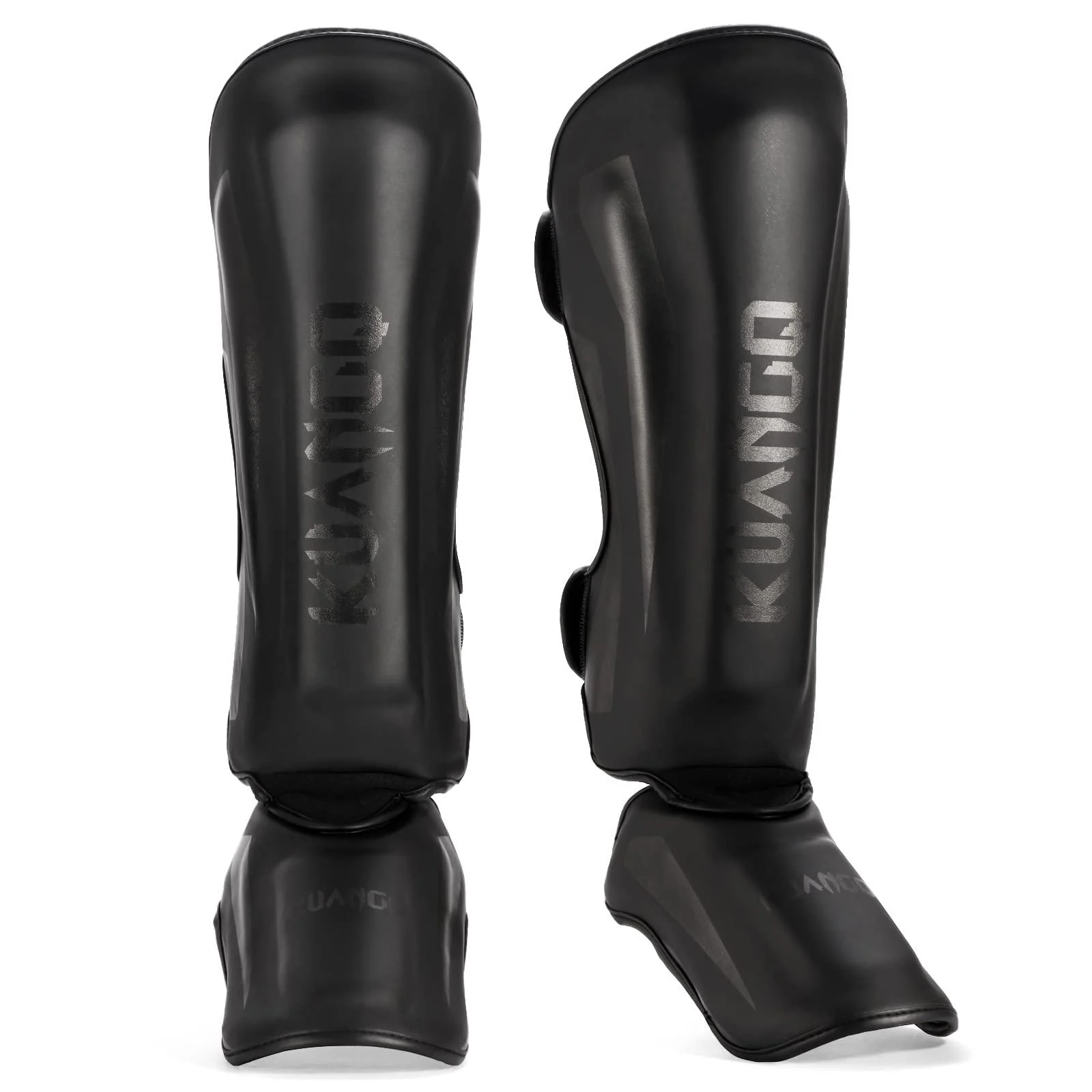 KUANG QUAN Muay Thai Shin Guards, Muay Thai Martial Arts Kicking Leg Instep Protection Pads Sparring Gear,for Kickboxing MMA Training and Sparring,Professional MMA Equipment Black Medium