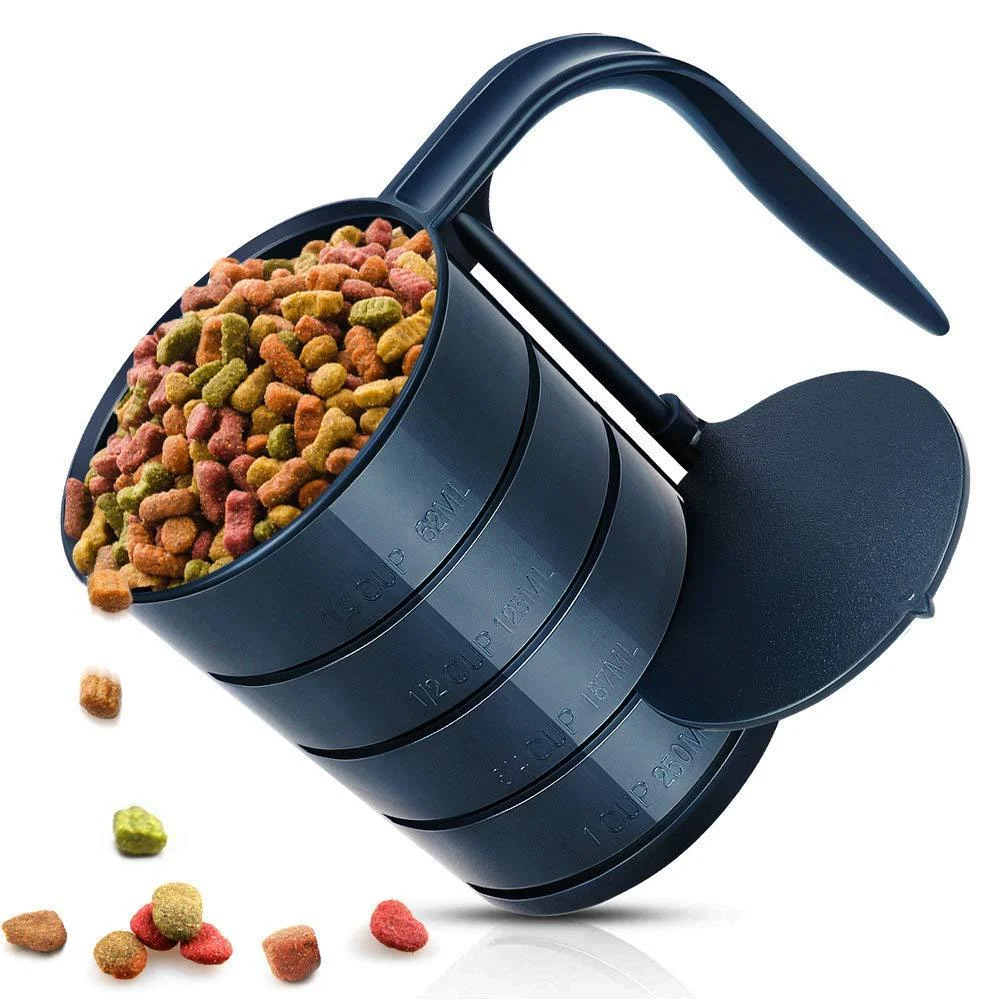 Dog Food Scoop Pet Food Scoops for Dogs 4 Capacity Cup in 1 Cup Measuring Scoop for Pets Dog Cat and Bird Solid Food ( Includes 1/4 C 1/2 C 3/4 C 1 CUP) - Joansan