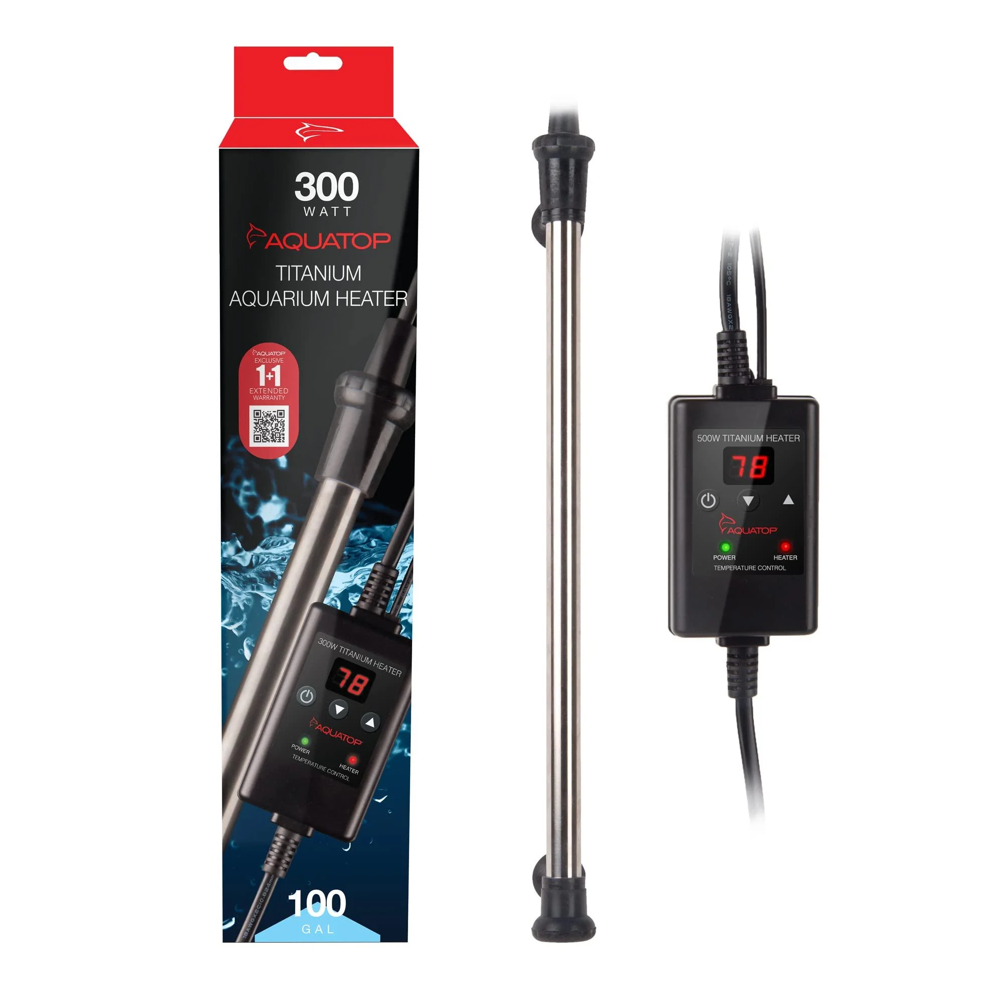 Aquatop Titanium Aquarium Heater with Digital Controller for Fish Tanks 300 Watt (Up to 100 Gallons)