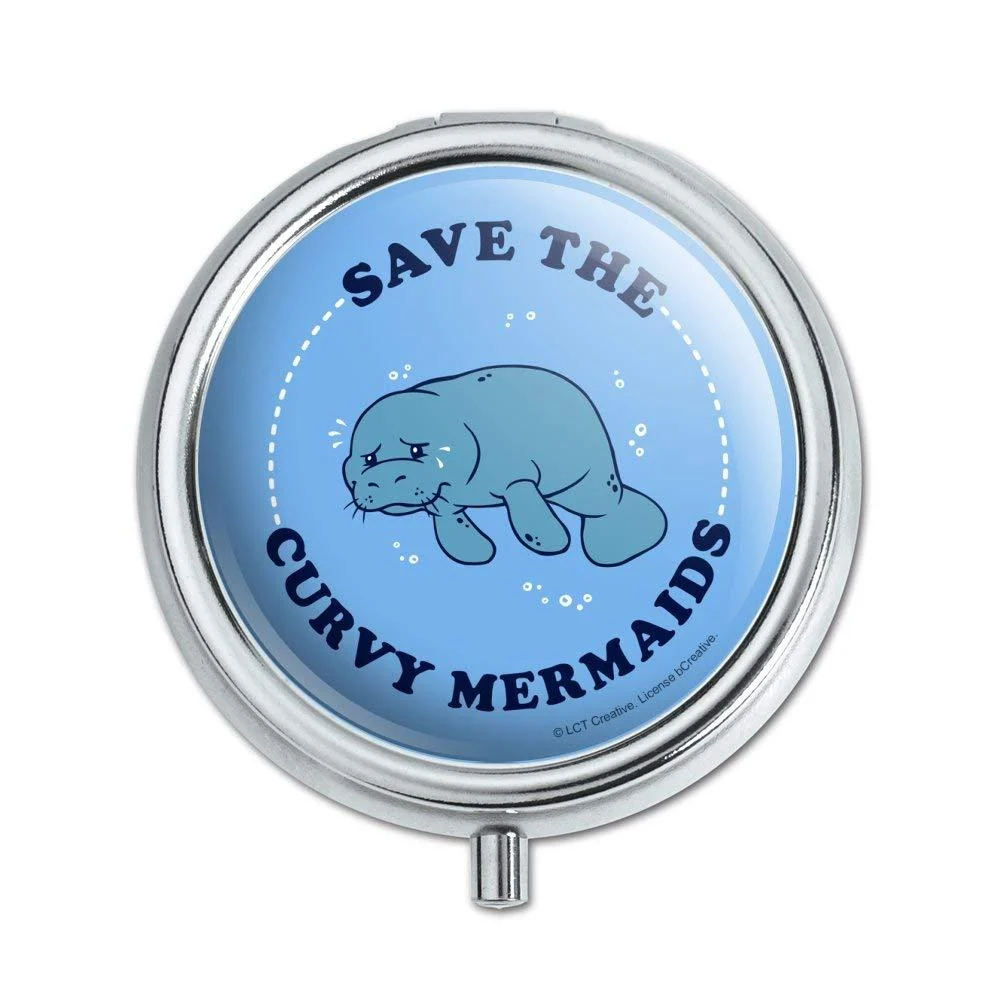 Save The Curvy Mermaids Manatee Funny Humor Pill Case Trinket Gift Box - GRAPHICS & MORE