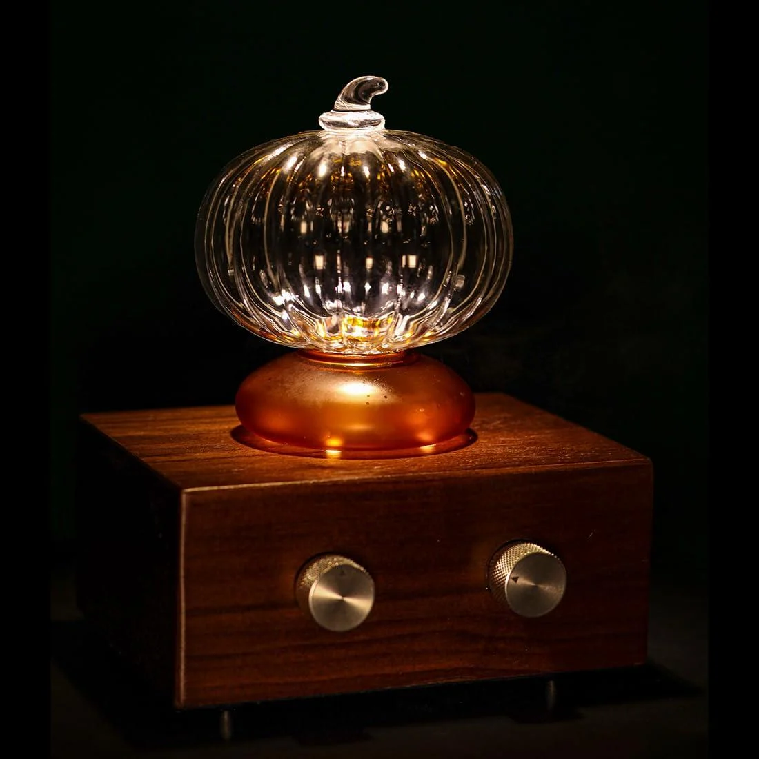 Essential Oil Diffuser with Wireless Speaker Without Water North American Black Walnut Wood Aromatherapy Diffusers for Home Spa Hotel Yoga and Office (Pumpkin) - MAOSHENGYU