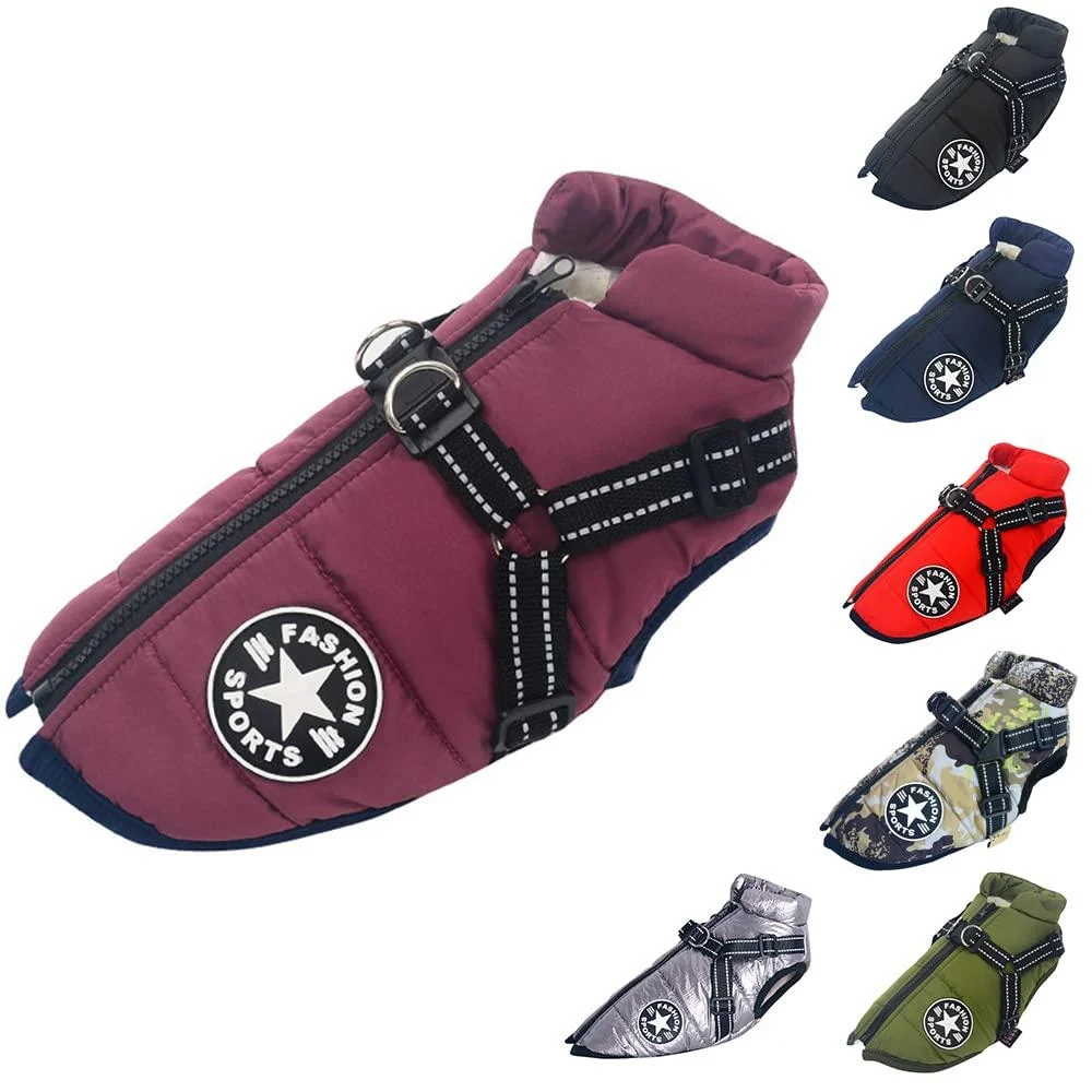 Dog Vest Dog Coat Waterproof Warm Vest with Dog Harness Winter Warm and Soft 9 Colors-Purple XL XL Purple