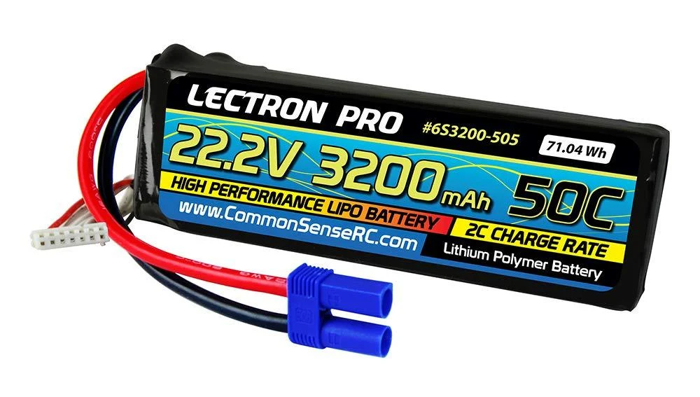 22.2V 3200mAh 50C Lipo Battery with EC5 Connector for EDF Jets and Large Airplanes - Lectron Pro