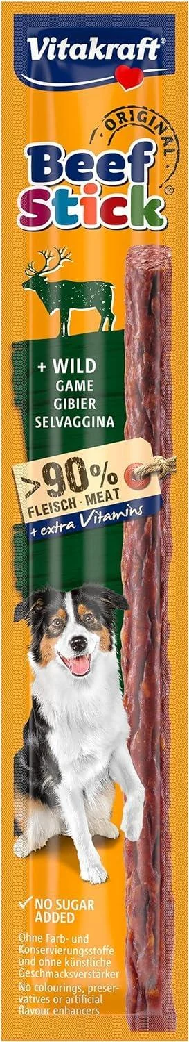 Vita power beef stick wild meat sticks with wild meat stick for rewarding extra high meat content dog snack without adding sugar (1x 12g) 12 g (1 Pack) - Vitakraft