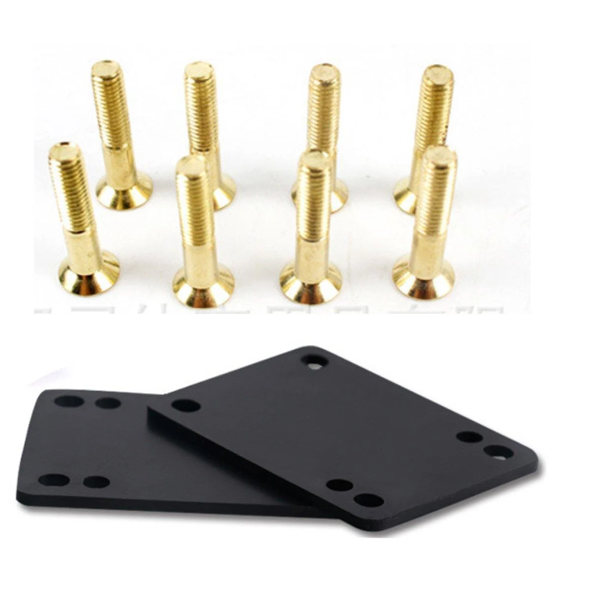 DreamFire Longboard Skateboard Hardware Kit Rubber Skateboard Riser Pad Screws Set 10pcs black pad 1.1inch screw