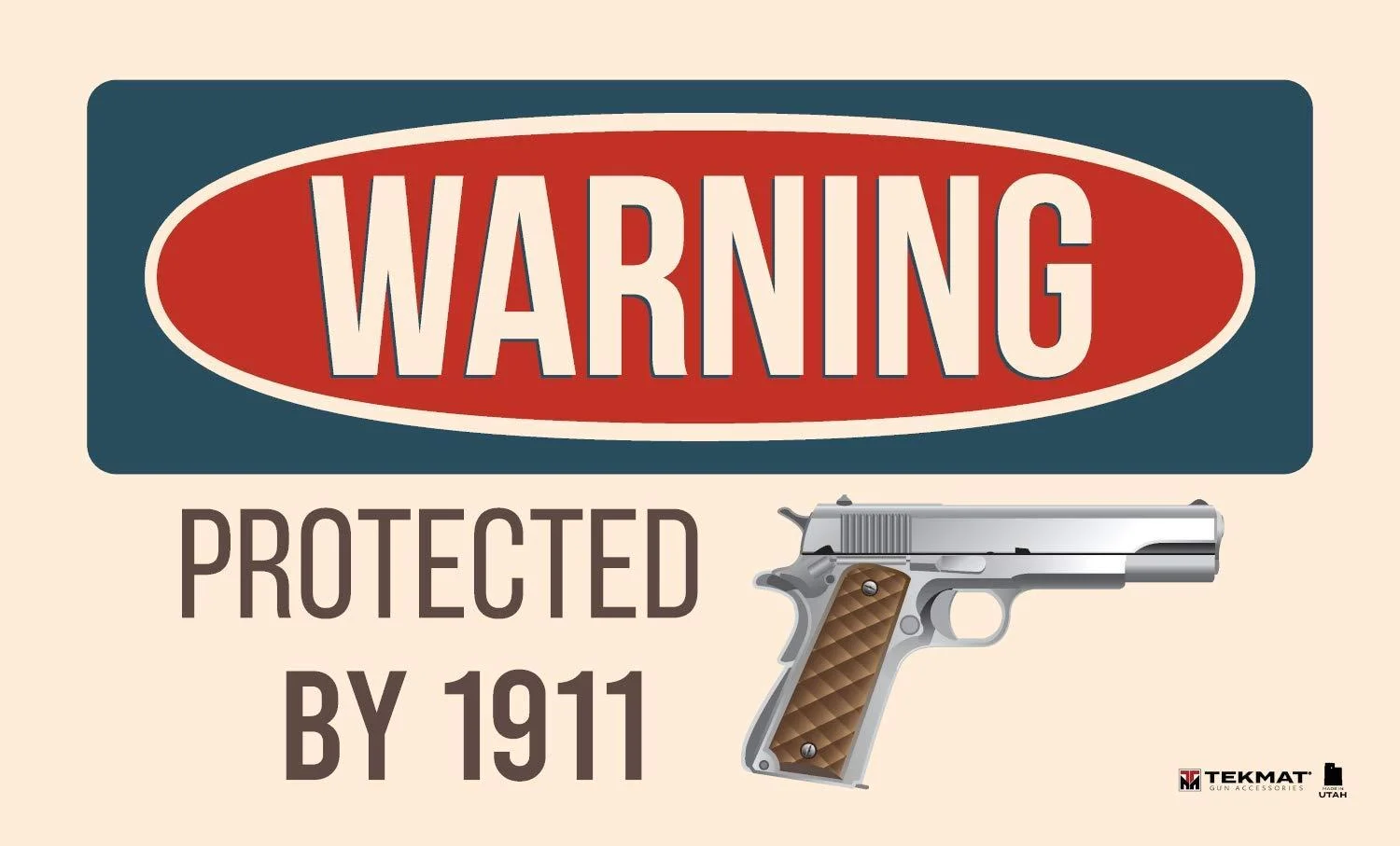 TekMat Warning Protected by 1911 Floor Mat Oil Resisitant. Waterproof, Washable