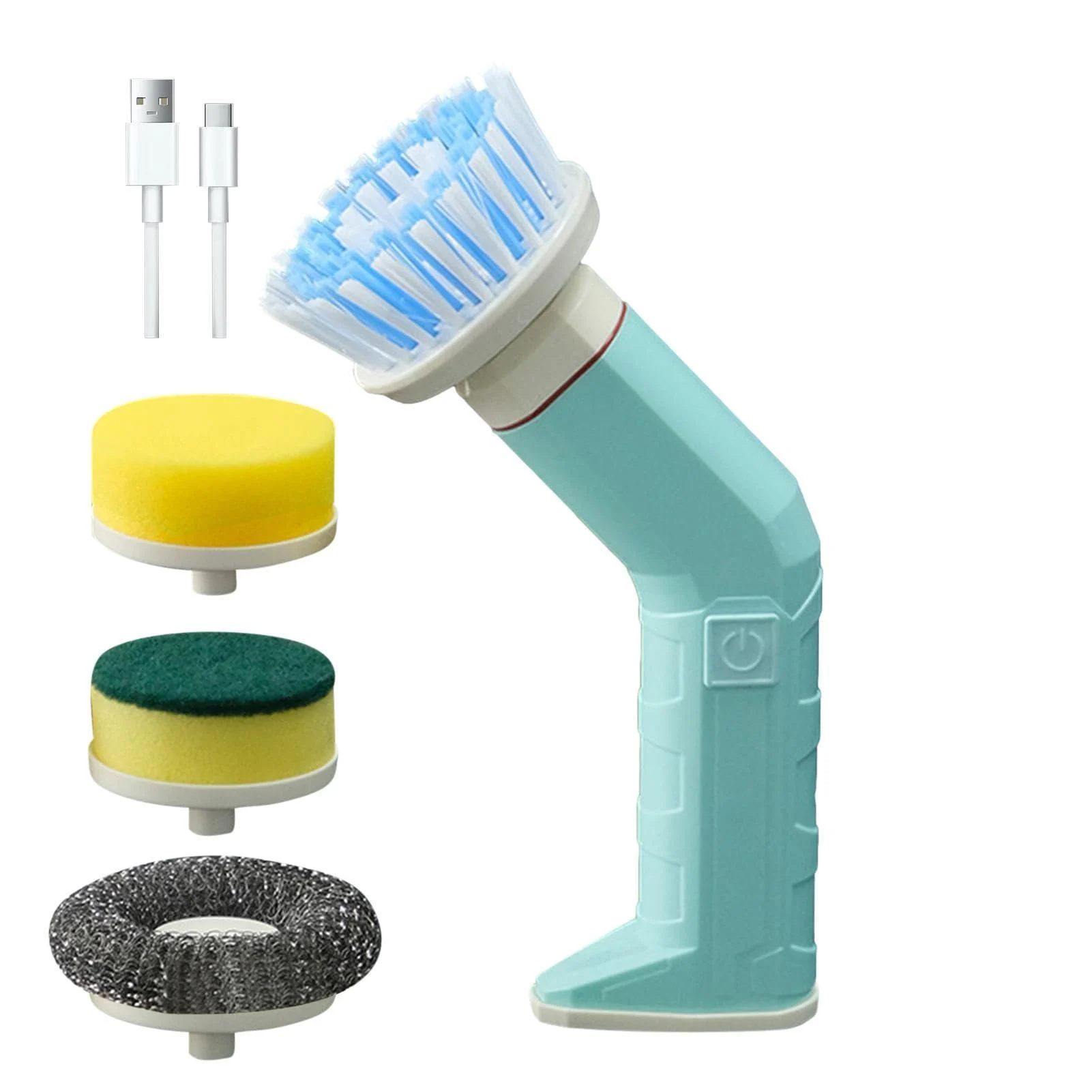 Compact Handheld Scrubber Cordless Scrubbers Waterproof Electric Cleaning Brushes with 2 Adjustable Speed Power Cleaning Scrubber with 4 Replaceable Heads Cordless Scrubbers for Kitchen Blue - CHROX