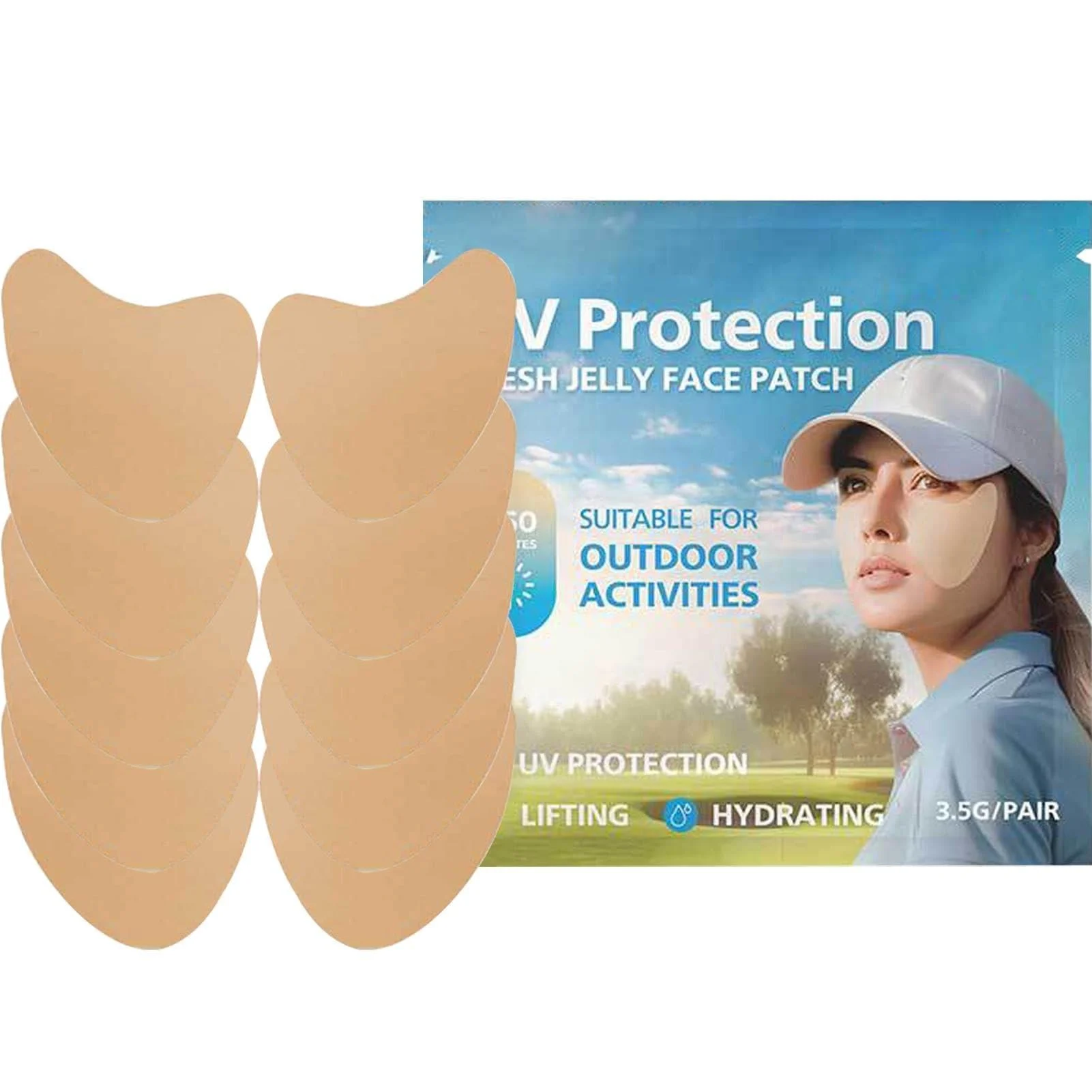 Golf Face Patch - 5pair Outdoor Protection Sun Patch - Comfortable Facial Sunscreen Patch Portable Golf Patches for Sun Protection for Outdoor