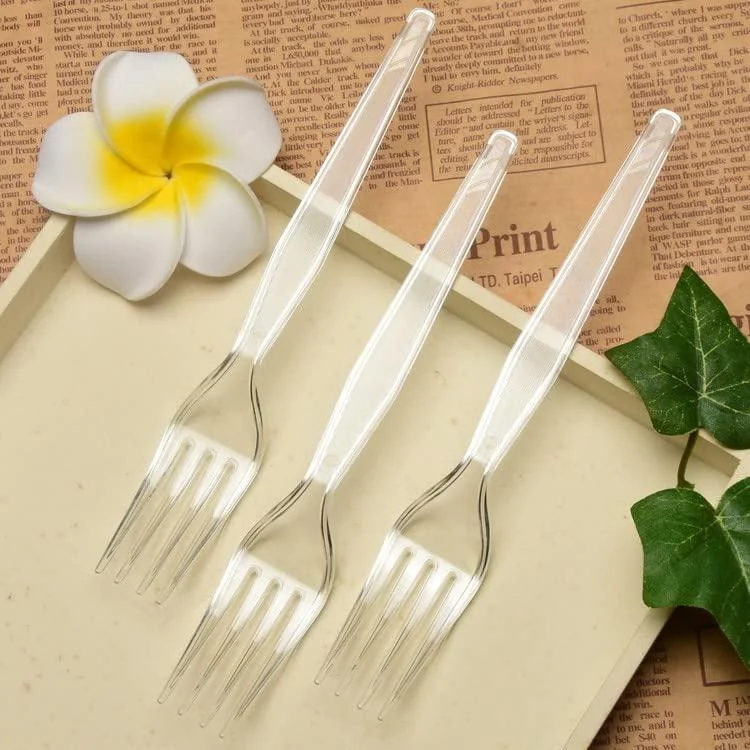 Clear Plastic Forks Heavyweight (100 Pack) Plasticware Disposable Forks Bulk Clear Plastic Forks Plastic Utensils for Party Supplies - HOLIBAN