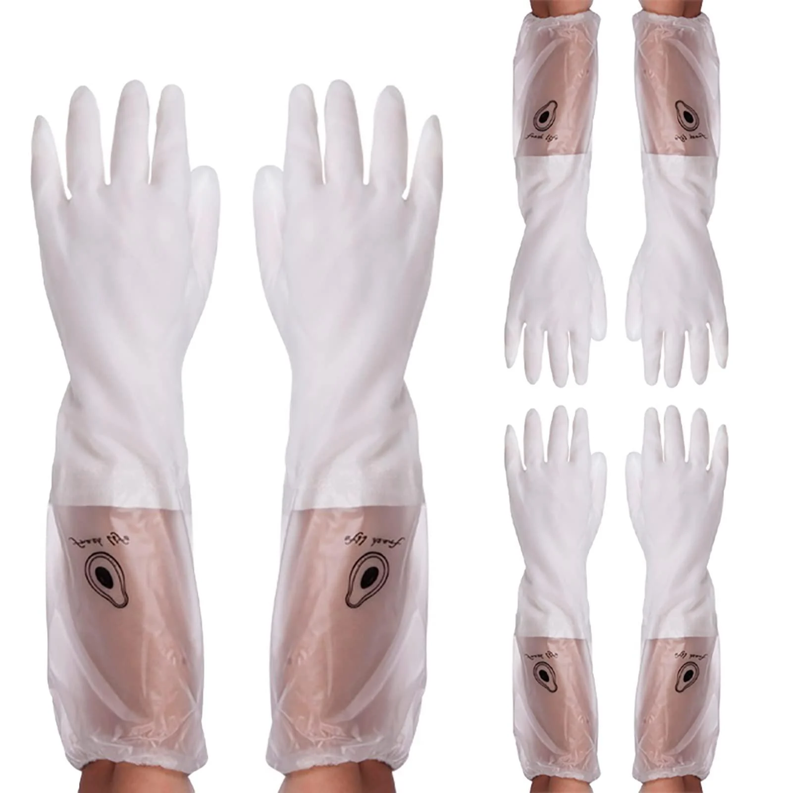 KKRAUS Kitchen Non-Slip Cleaning Gloves Reusable Rubber Gloves Durable Waterproof Dishwashing Gloves 3 Pairs Household Gloves Large White