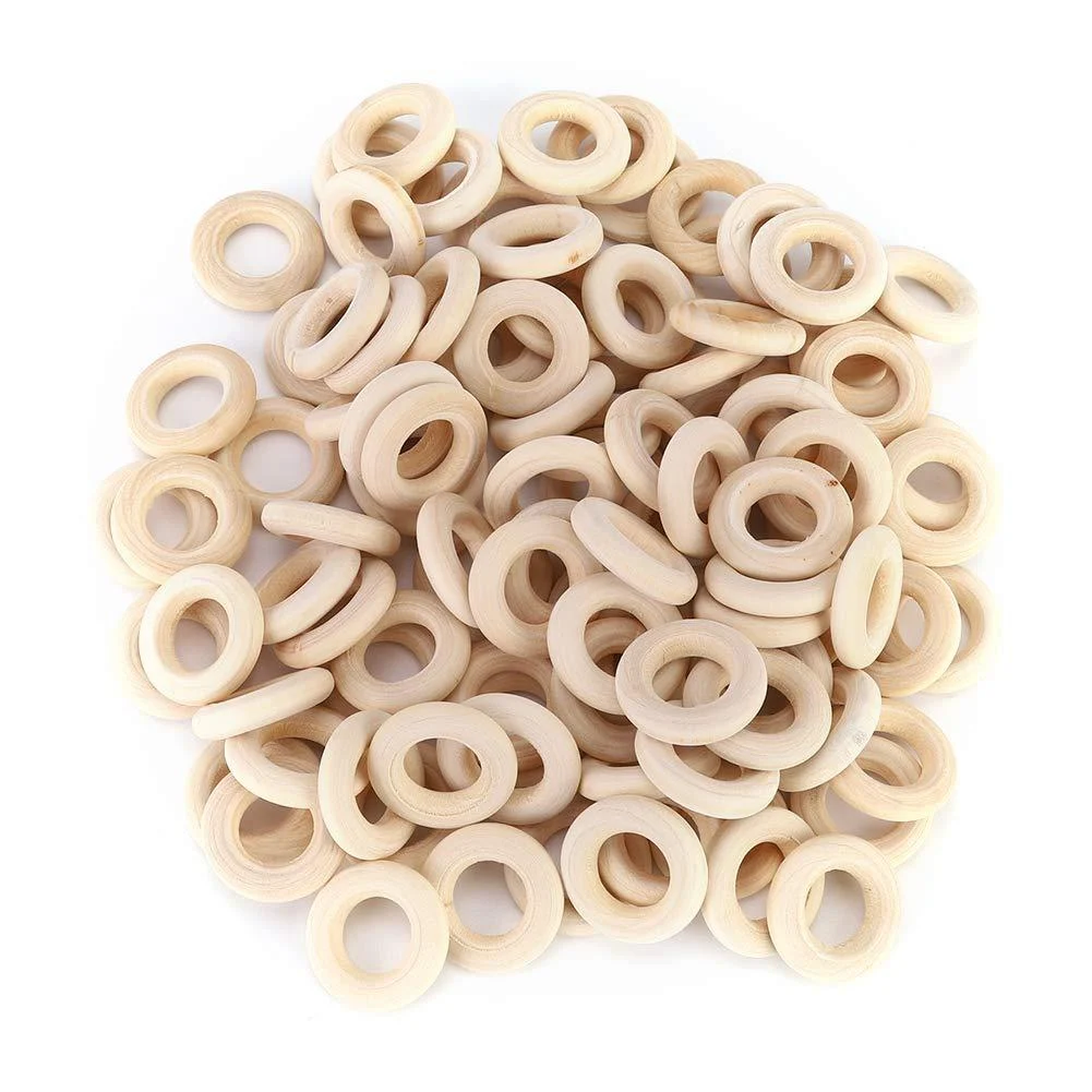 100pcs 25mm NR Wooden Ring Baby Teething Rings DIY Craft Accessories - Bagima