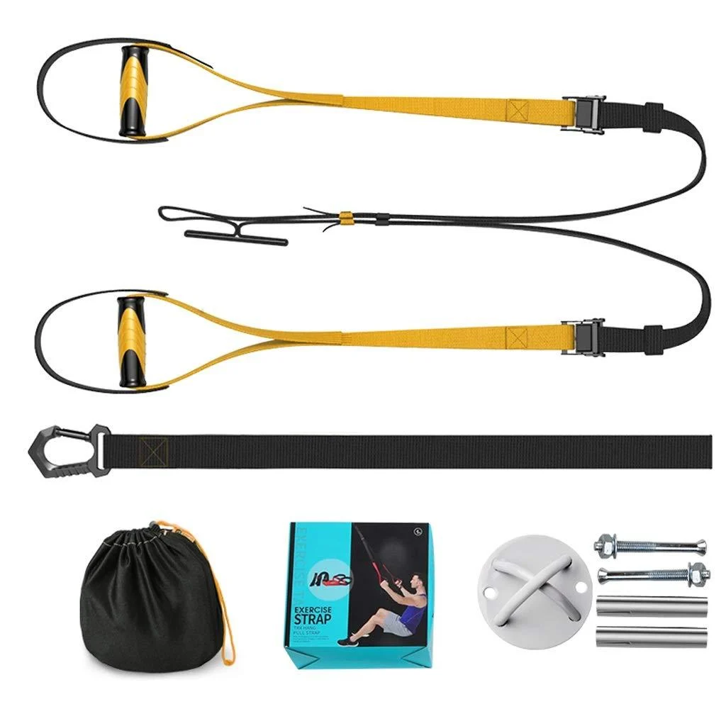 Hanging Training Belt Fitness Equipment Elastic Band Fixed Disk Pull Rope Pull-up Auxiliary Belt Resistance Band Lose Weight Strength Training (Yellow)