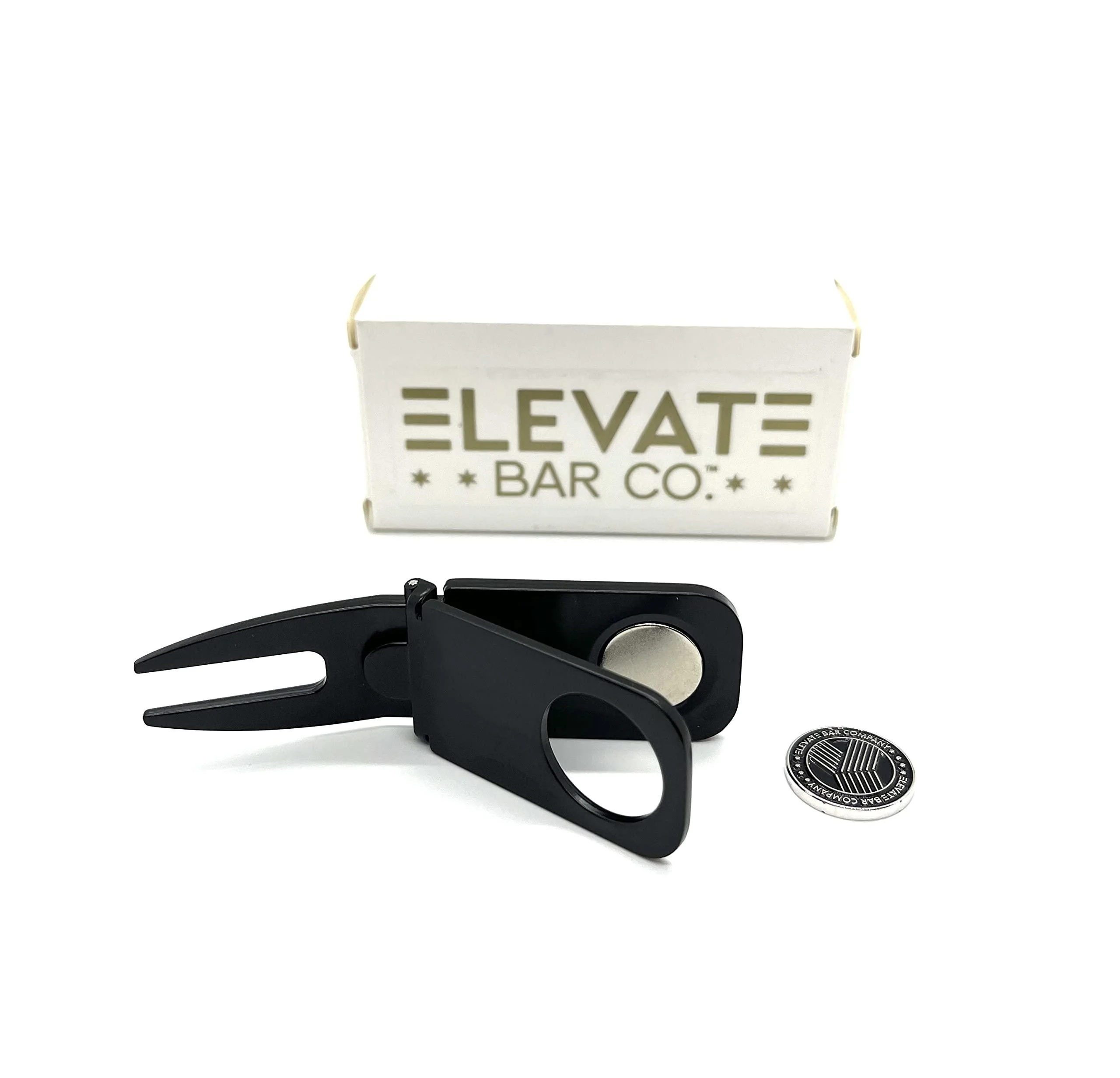 Elevate Bar Co. Multi-Use Magnetic, Holder, Golf Divot & Marker Tool Black
