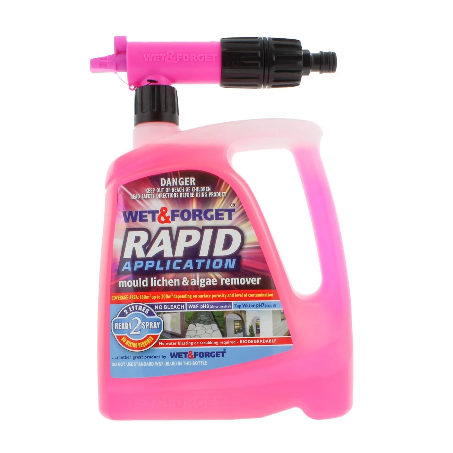 Wet & Forget Rapid Application Mould Lichen and Algae Remover Outdoor Cleaning Solution Black Mould Remover Bleach Free 2 Litre