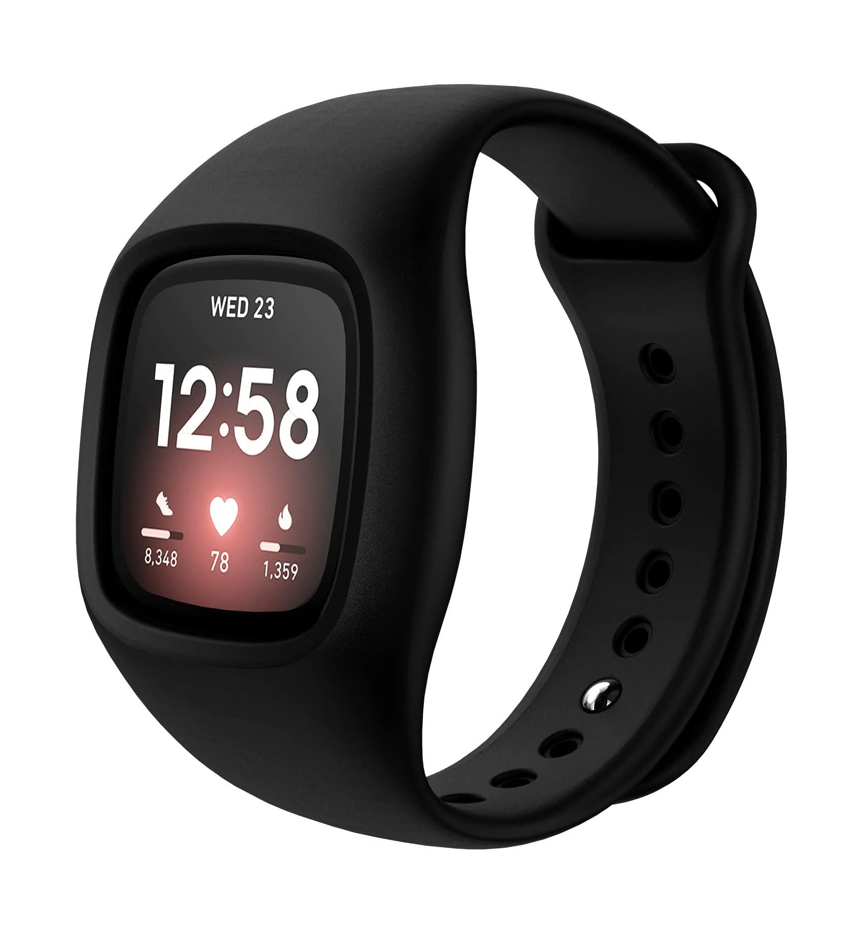 SURITCH Band Compatible with Fitbit Versa 3/Fitbit Sense bands with case,Soft Silicone Protective Case with Strap for Sport Wristbands women men Black