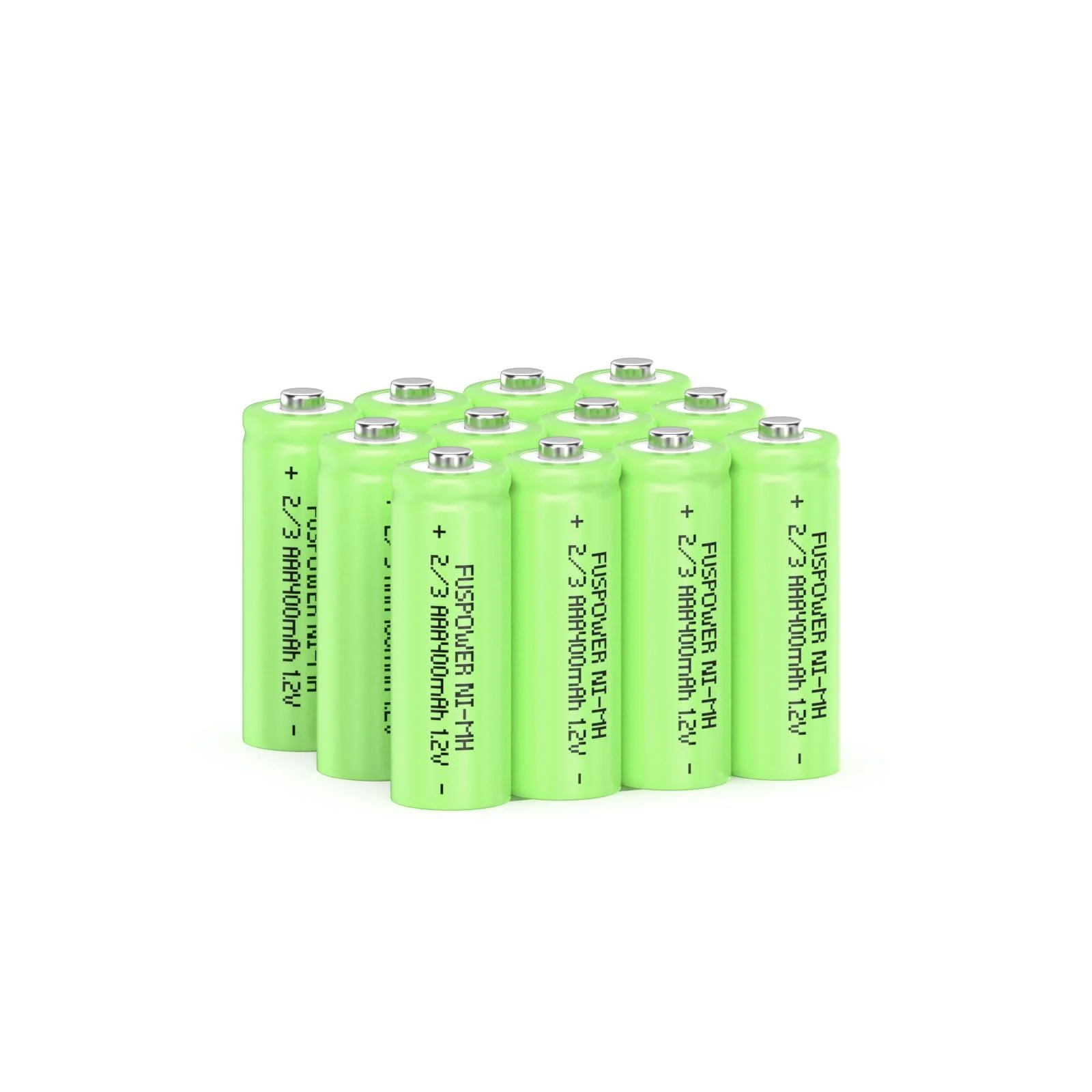2/3AAA NiMH Rechargeable Battery 1.2V 400mAh Rechargeable Battery Button Top 2/3aaa Batteries for Solar Lights 12pcs (Not AAA Size Batteries) 12 Count (Pack of 1) - Fuspower