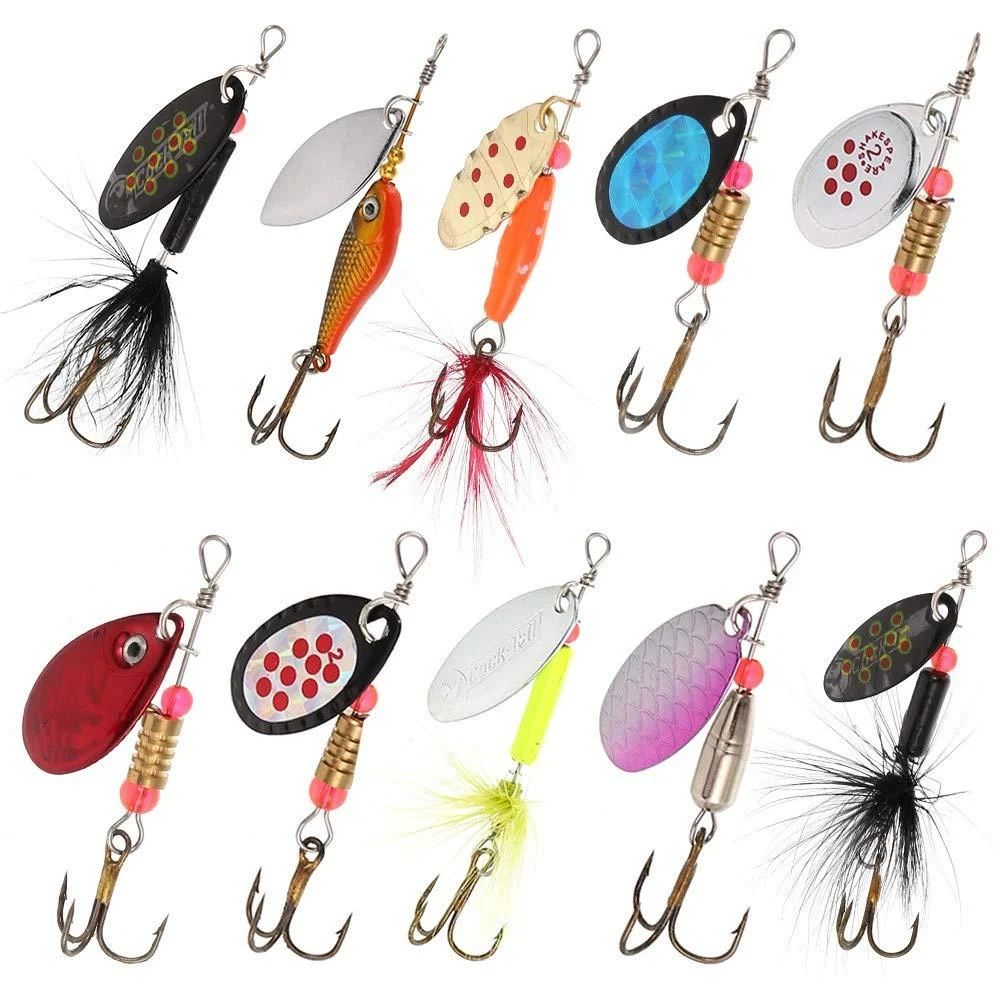 Gitu 10 pieces/Set Spinner fishing bait with tripling hooks lifelike sequins artificial bait for trout perch salmon pike wallelye - Gitua