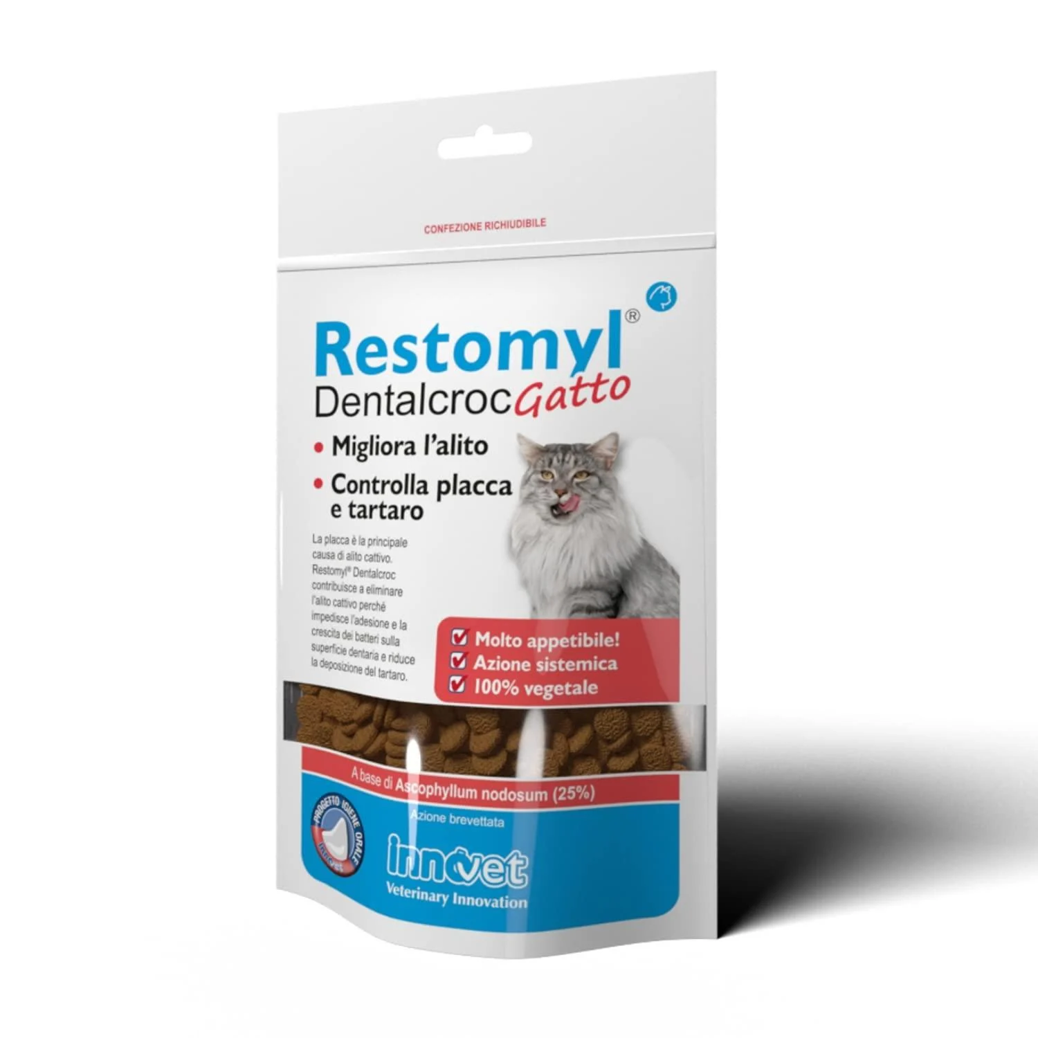 Innovet Restomyl Dentalcroc Improves Breath Controls Plaque and Tartar of Cats - Pack of 60 g