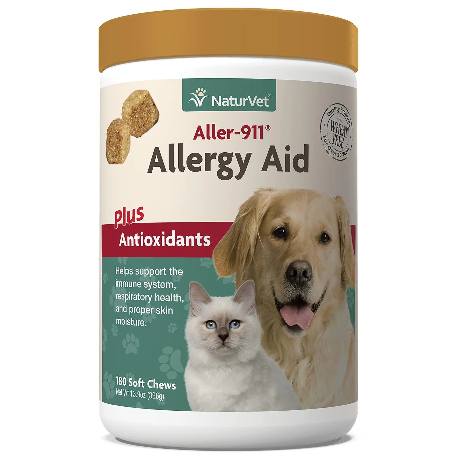NaturVet Aller-911 Allergy Aid Plus Antioxidants 180 Soft Chews 13.9 oz (396 g)