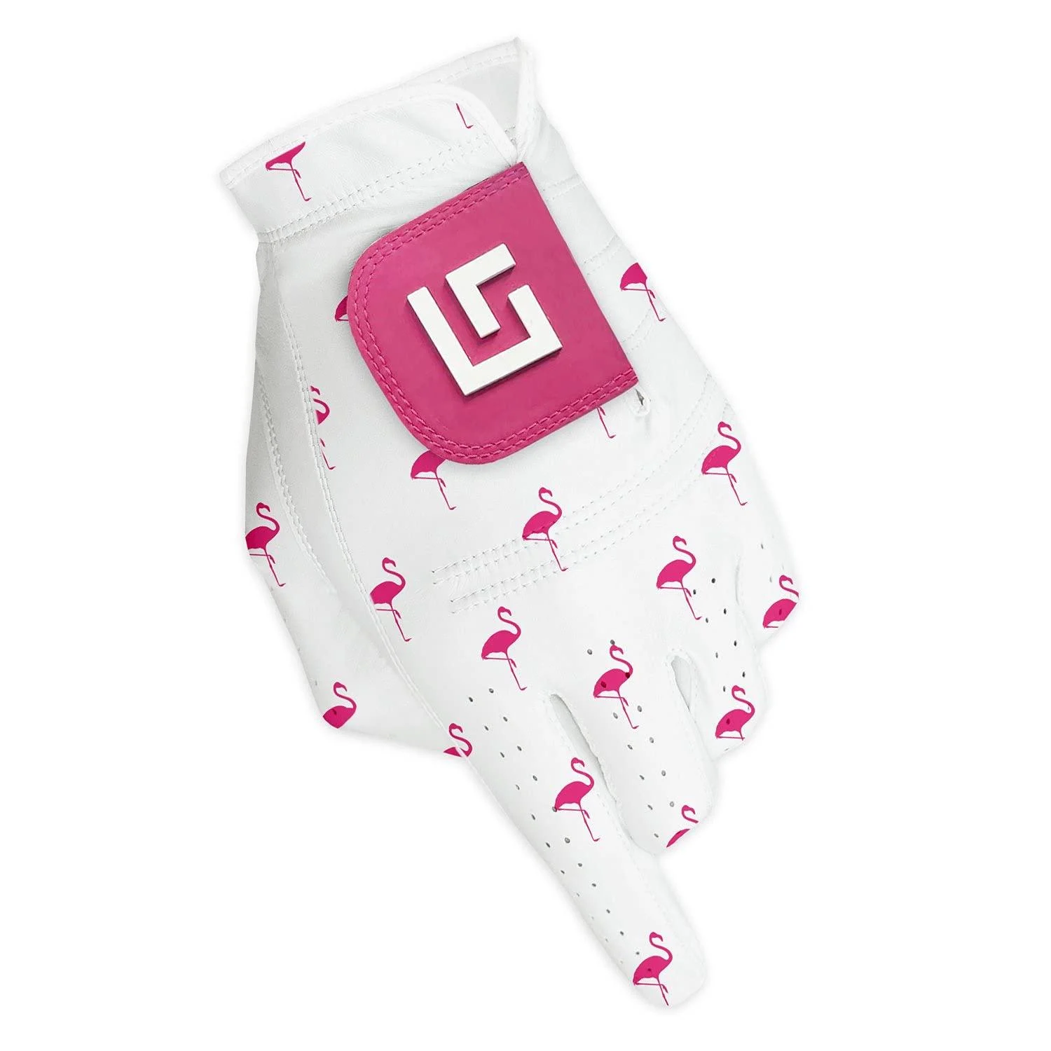 Uther Golf Glove Tight Hand Grip, Zero Friction Golf Gloves Men & Women with Zip Pouch Breathable, Stretch Fit, Sweat Absorbent Golf Accessories Flamingo Large Men's Left