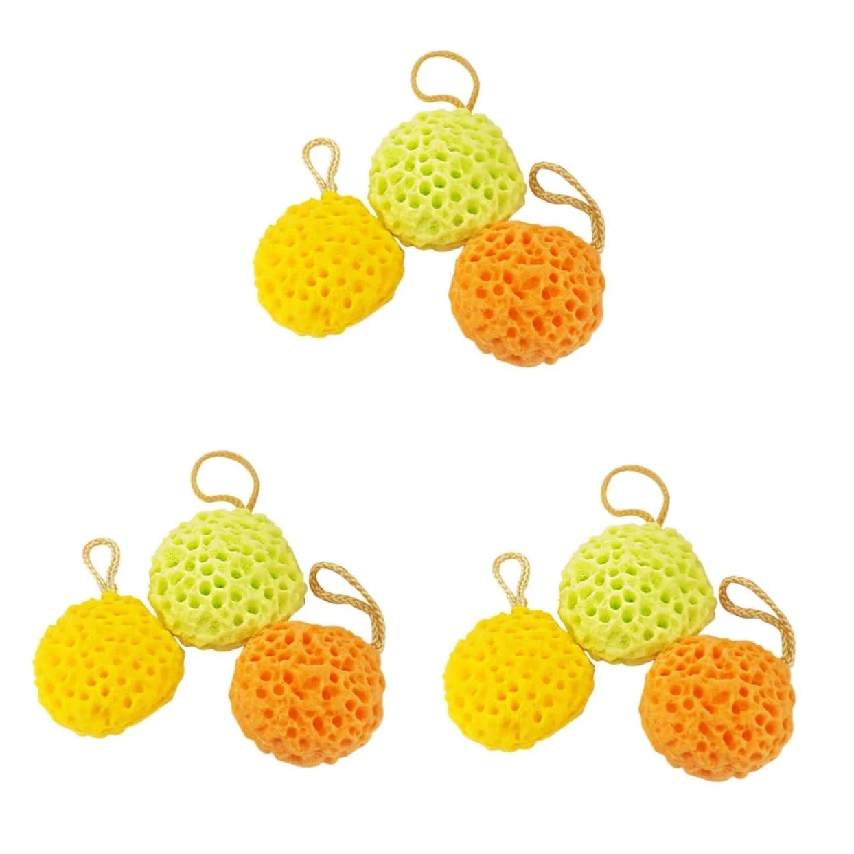 FRCOLOR Relax 9 Pcs Ball Bath Sponge Shower Ball Take a Bath Bubbles Honeycomb Shape 1 Count (Pack of 1)