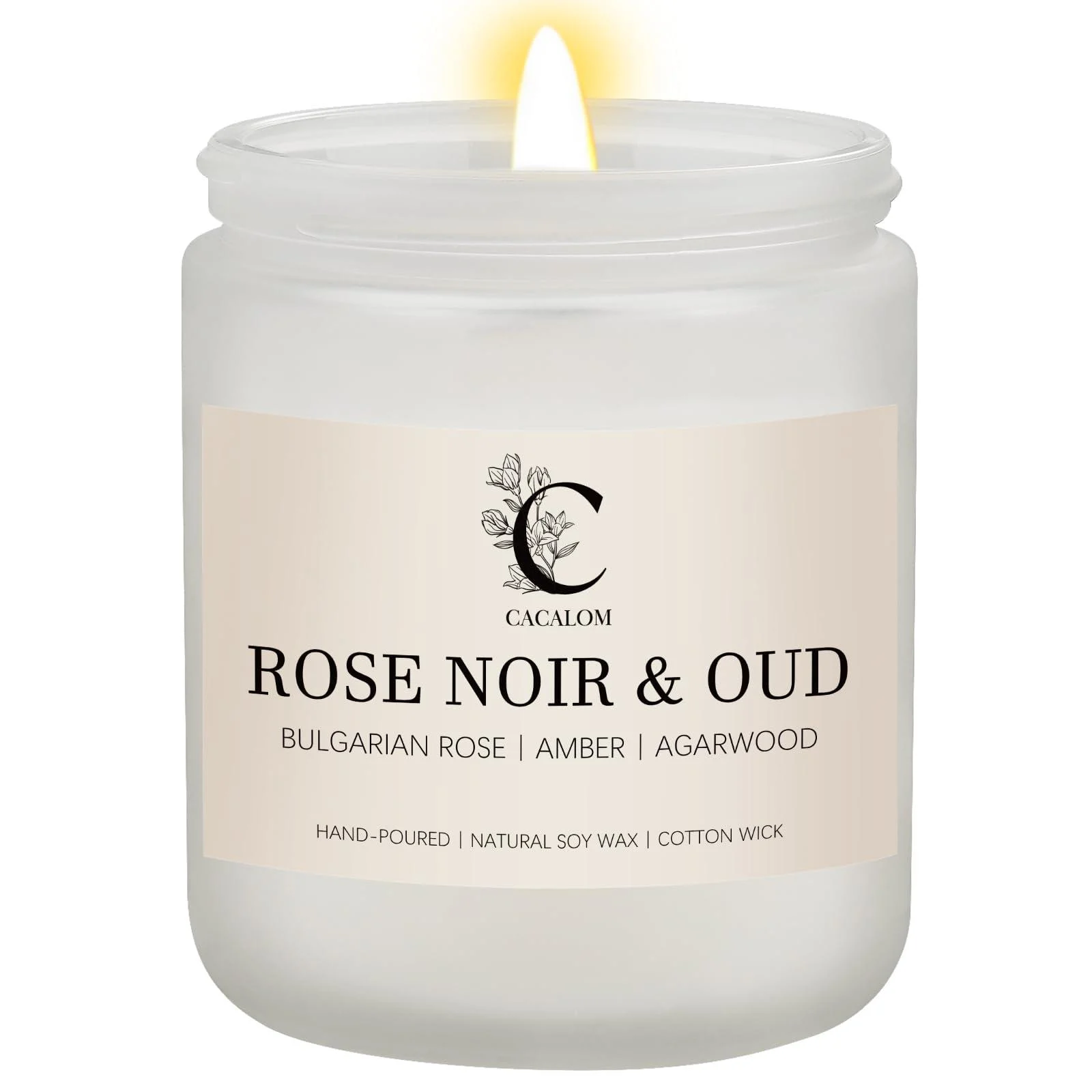 Rose Noir & Oud Scented Candles Long Lasting Burn Candles for Home Scented Soy Wax Stress Relief Jar Candles 7 oz - C CACALOM