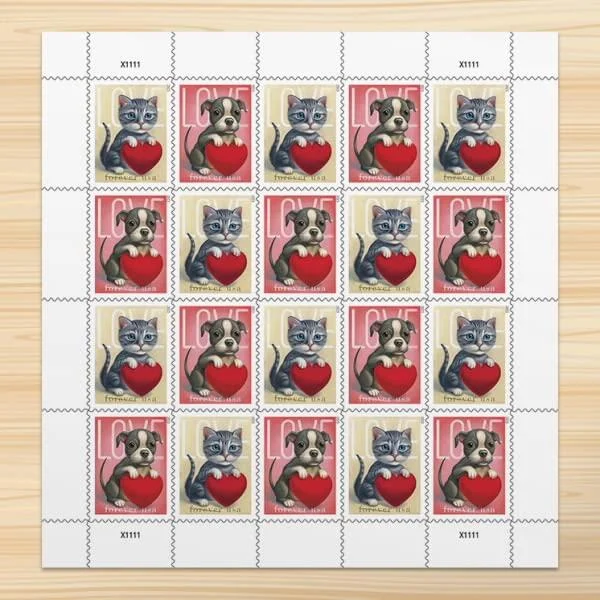 Love 2023 Forever First Class Postage Stamps - Valentine, Wedding, Celebration, Anniversary, Romance, Party 1 Sheet (20 Stamps)
