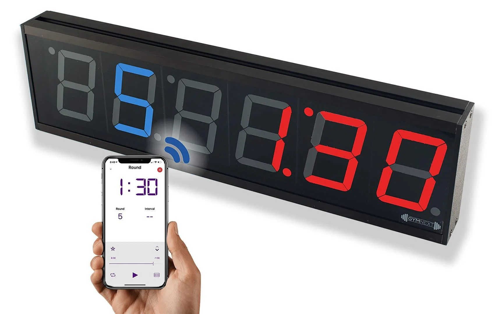 GymNext Flex Timer - Gym Edition - Bluetooth App-Controlled Interval Timer with Large 4.0 Digits for Crossfit, Tabata, EMOM, MMA, Boxing, Interval Training, Circuit Training, and More