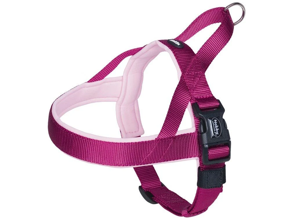 Nobby Norwegian harness Classic Preno raspberry / pink L: 60-76 cm + 46 cm W: 25/35 mm 1 piece 1 piece (1 pack) raspberry/pink