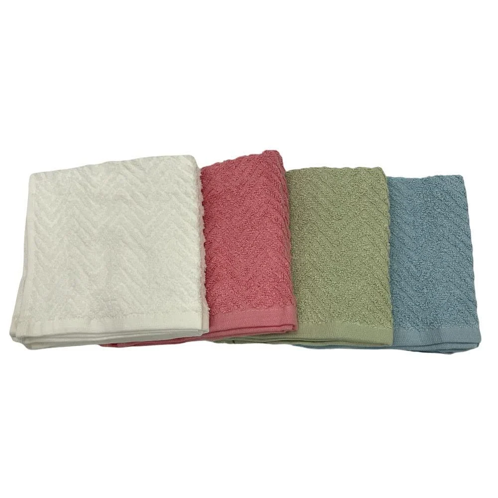 100% Cotton 8 PC Textured Washcloth Set in Pastel Pink White Green and Blue - NA