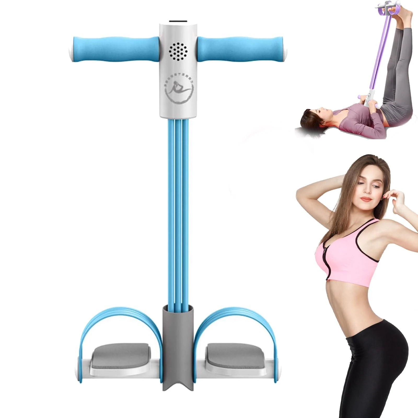 Multifunction Pedal Resistance Band, 2024 Upgrade Multifunction Pedal Puller Resistance Rope, Elastic Pull Yoga Tension Rope, Fitness Accessories for Abdomen, Waist, Arm (Blue) - Generic