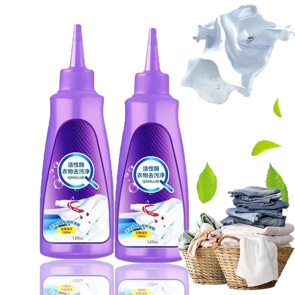 Active Enzyme Laundry Stain Remover - White Shirt Guardian Active Enzyme Laundry Stain Remover Garment Tough Stain Cleaner Oil Remover Clothes Stain Remover (2PC)