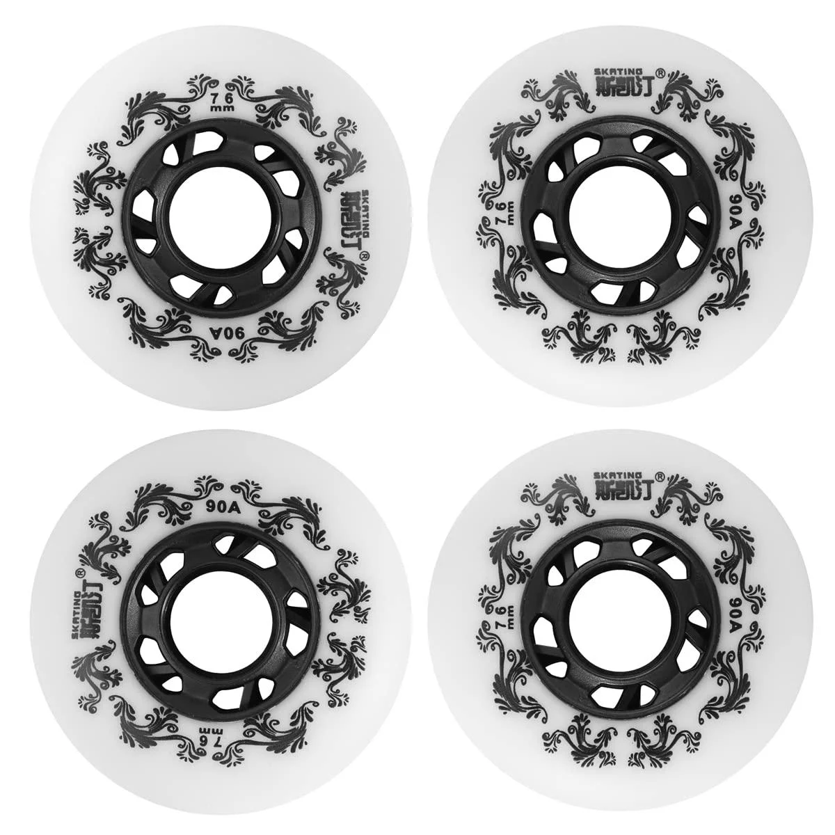 4-Pack Inline Skate Wheels Outdoor 90A Freestyle Durable Tire72mm 76mm 80mm for Choose Hockey Roller Blades Replacement Wheel with Bearings and Aluminum Spacers 80MM WHITE