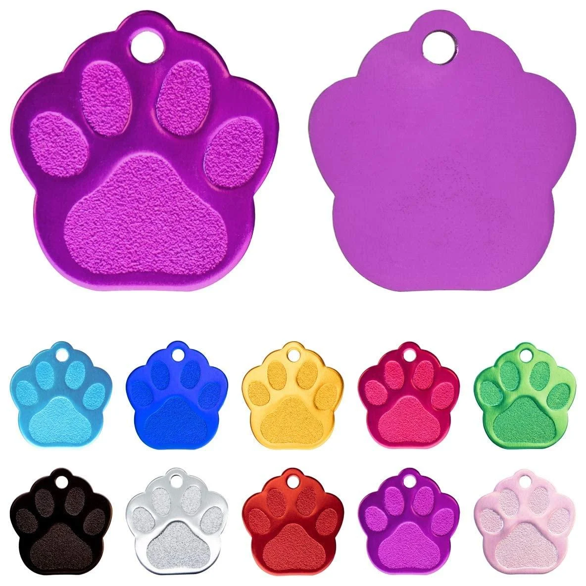 Ibera Gifts - Personalized dog brand paw for small to medium -sized dogs and cats with engraving name collar personalized pendant brand address trailer dog hall band (purple)