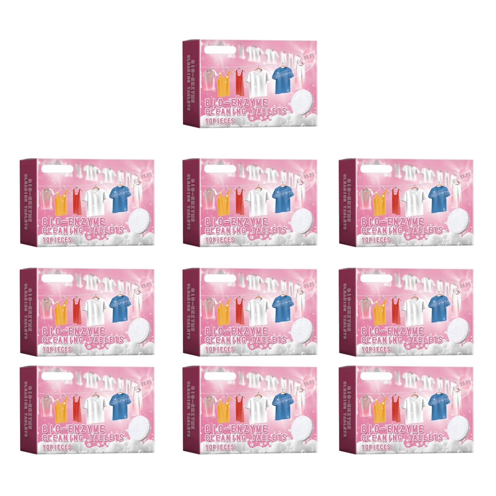 Haoyull Pack of 10 Laundry Detergent Sheets 100Pieces Explosives Salts Enzyme Cleans Tablets for Powerful Cleans