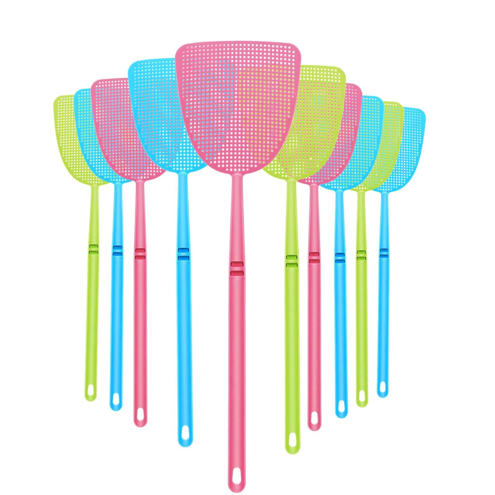 10 Pieces Fly Swatter, Colorful Strong Flexible Manual Fly Swat Set Plastic Durable Fly Swatter - Boao