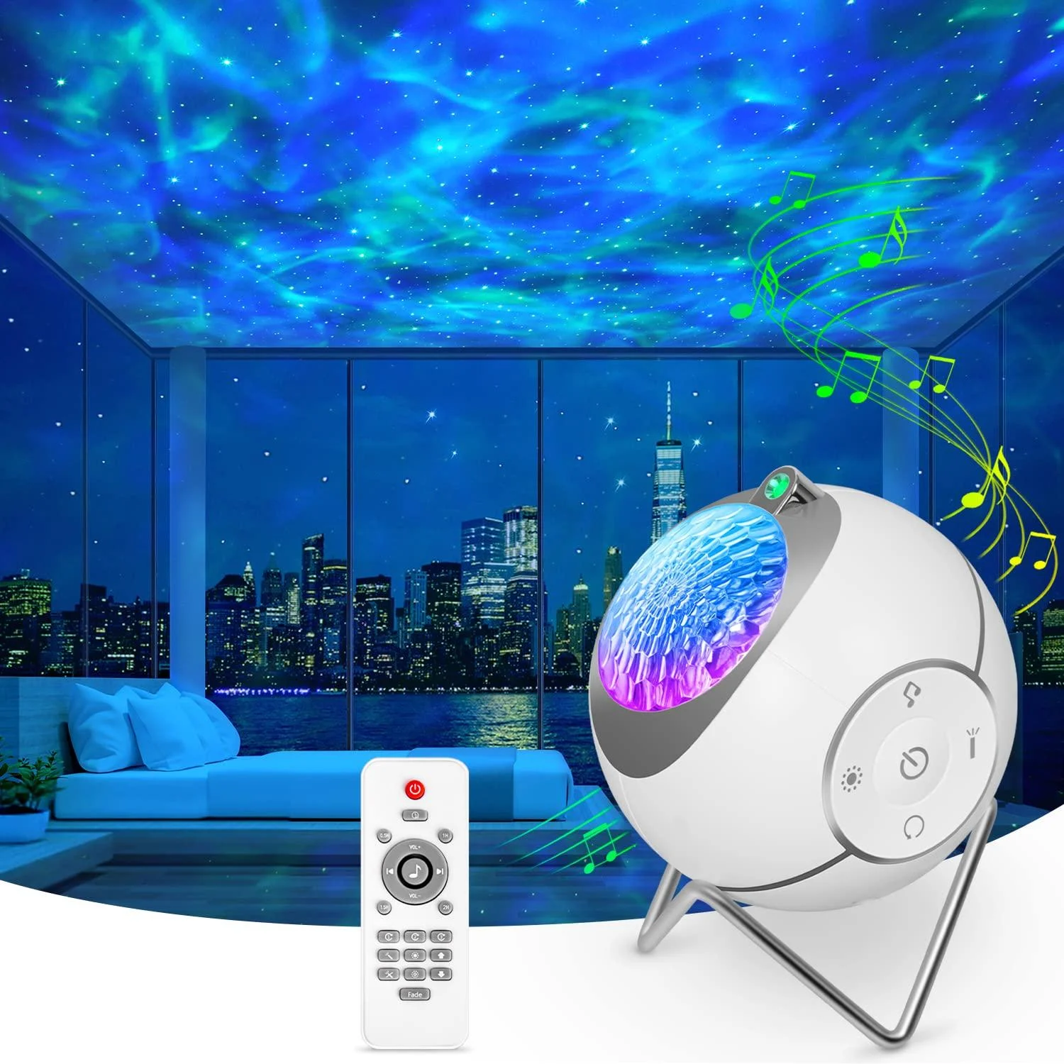 ibell Galaxy Projector Star Projector 360 Rotation Sensory Lights Star Lights Starry Night Light Projector for Bedroom with White Noises and Timer Projector Light for Kids Adults Gifts Room Decor