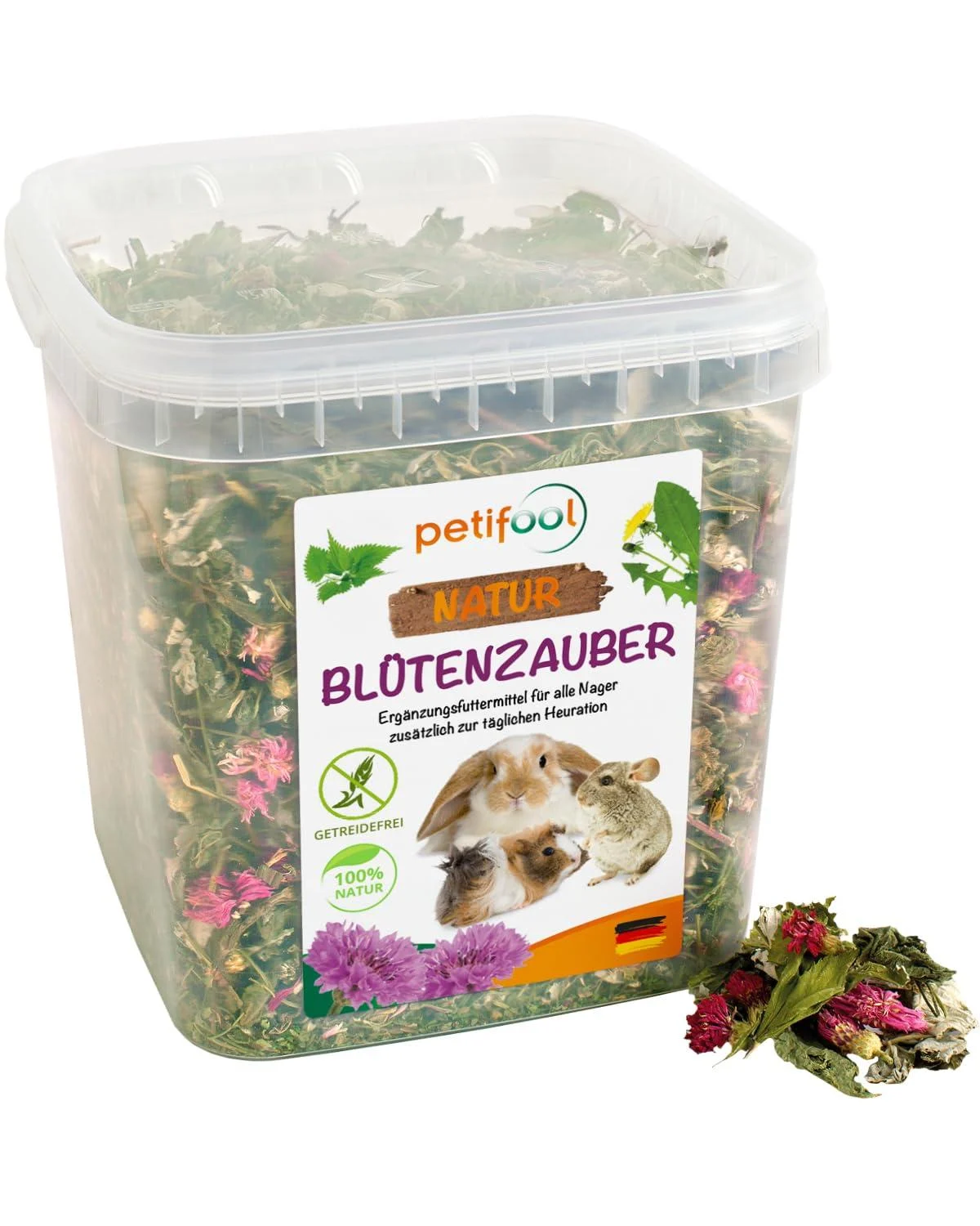 Petifool flower magic 360g - supplementary feed for rodents - natural rodent feed for rabbits guinea pigs hamsters chinchilla & more - without artificial additives - 100% nature -like feed