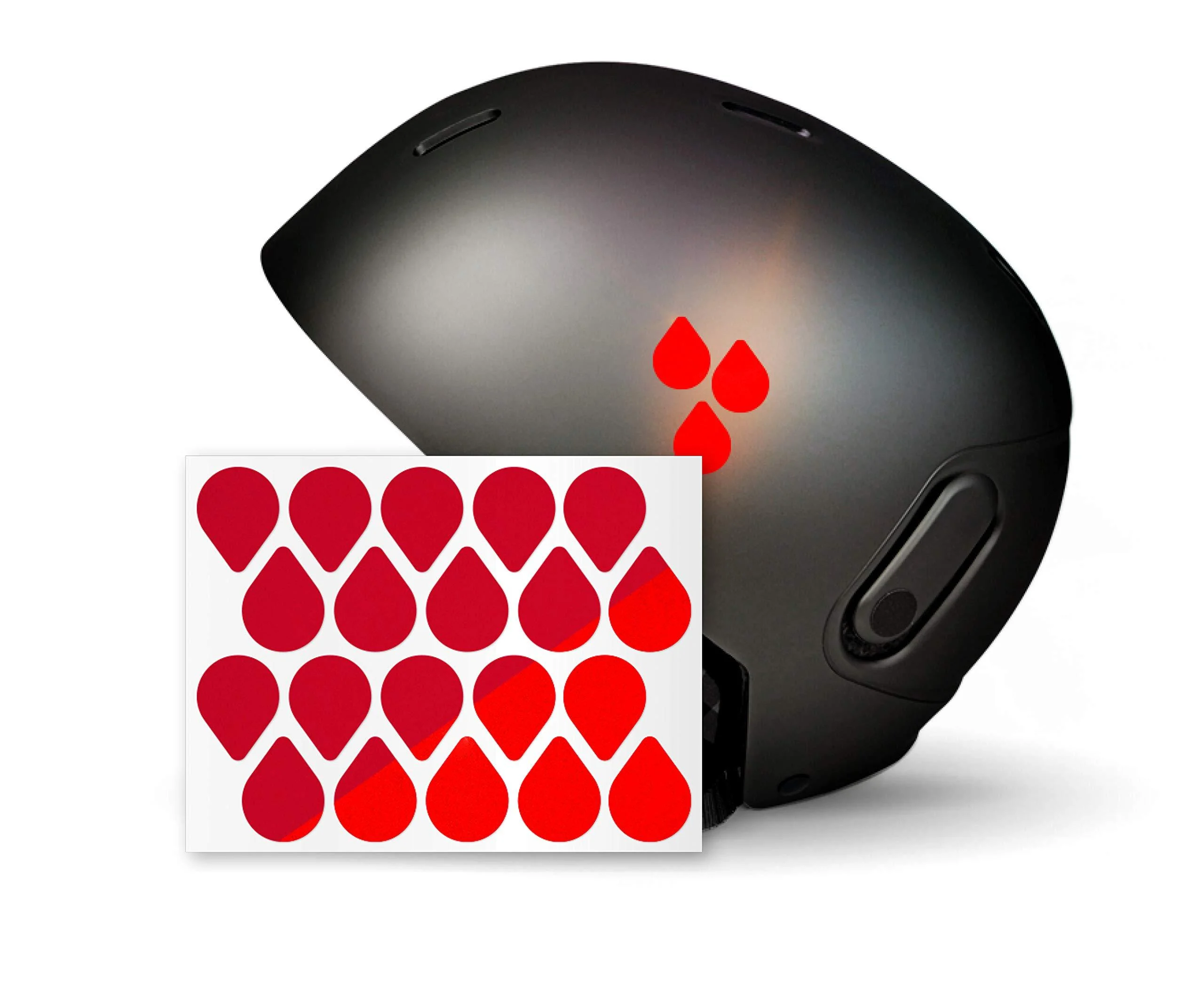 Raindrops reflector stickers-6 colors to choose from-two reflection strengths (Classic Light and Pro)-20 pieces-for strollers rollers bicycles scooters helmets (Classic Light Red) Classic Light red