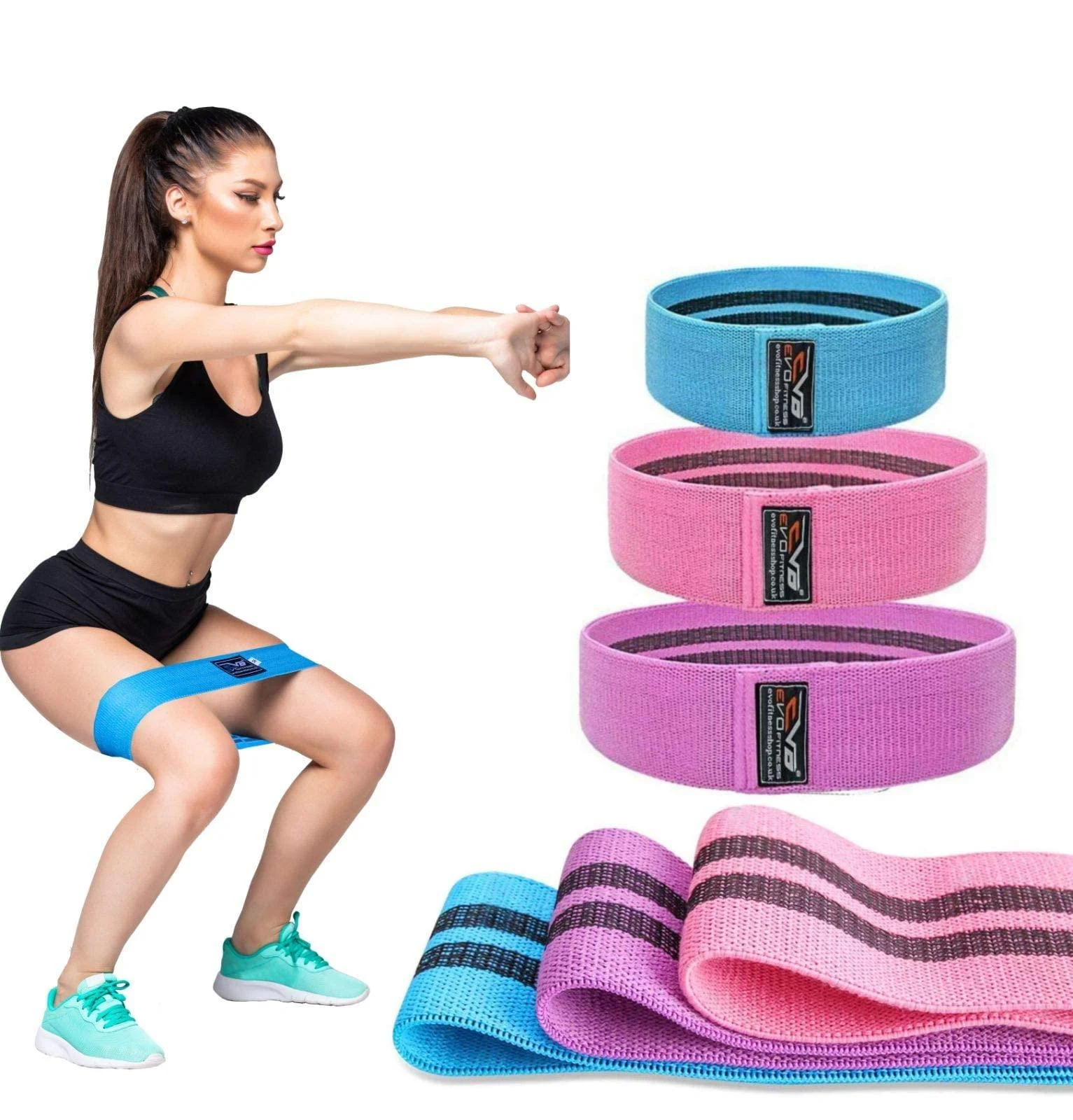 Islero Fitness EVO Resistance Bands for women with Non Slip Premium Fabric design Pull up Elastic Loops Gym Bands Best for Exercise of Legs Booty Glutes Hips Yoga Home Fitness SOLD AS SINGLE BAND PINK L