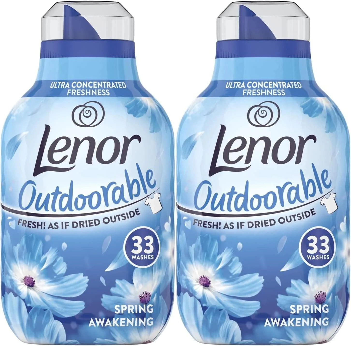 Lenor Outdoorable Fabric Conditioner Ultra Concentrated Freshness 33Washes Spring Awakening Scent 2Pk 2 x 462ml - Generic