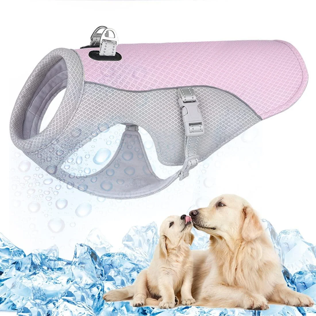 TVMall Dog cooling vest Beautable mesh dog jacket summer cool and comfortable dog coat adjustable with reflective strip pet suitable for large medium and small dogs S #new pink