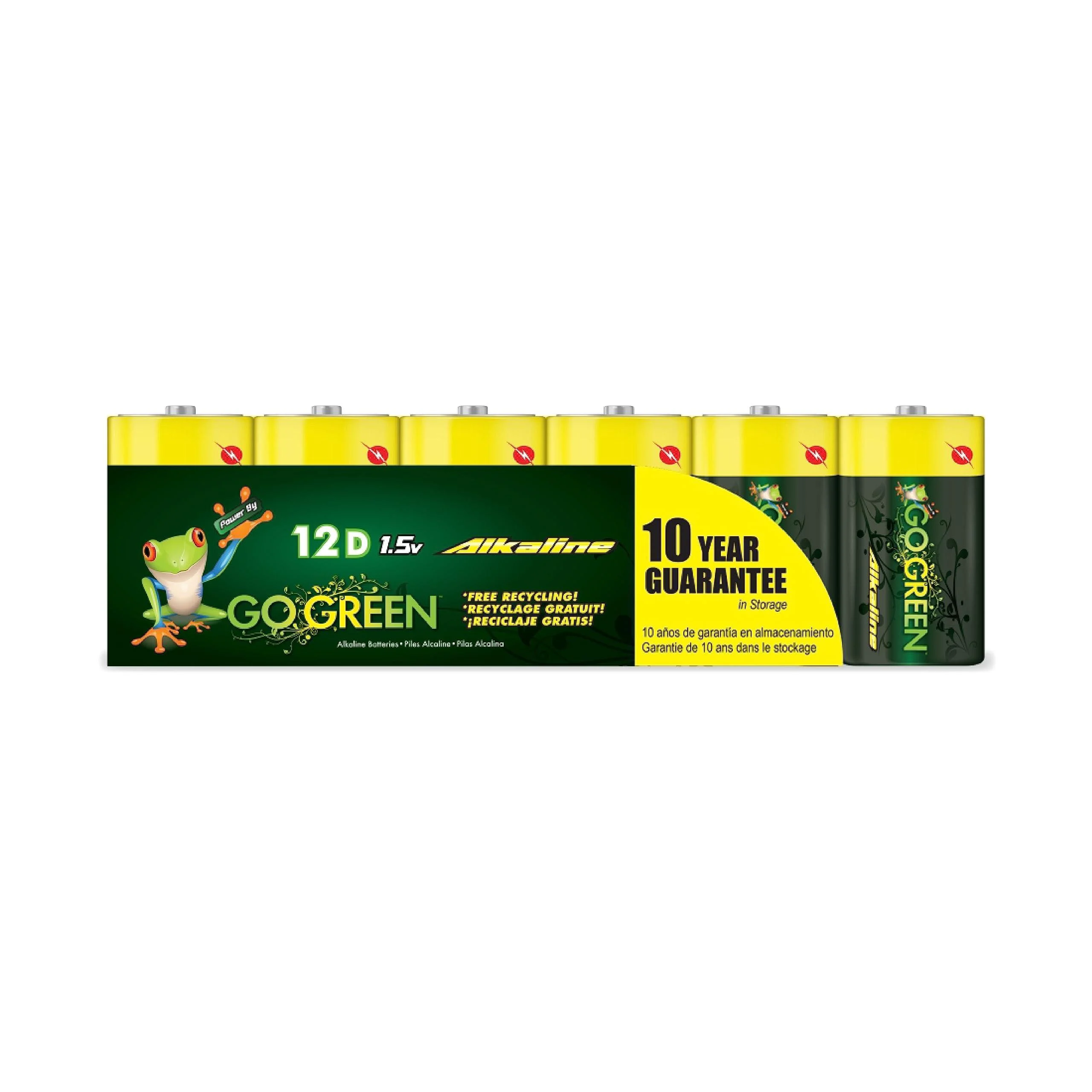 GoGreen Power (24014) Eco Friendly Alkaline D Batteries - No Lead Cadmium or Mercury - Pack of 12